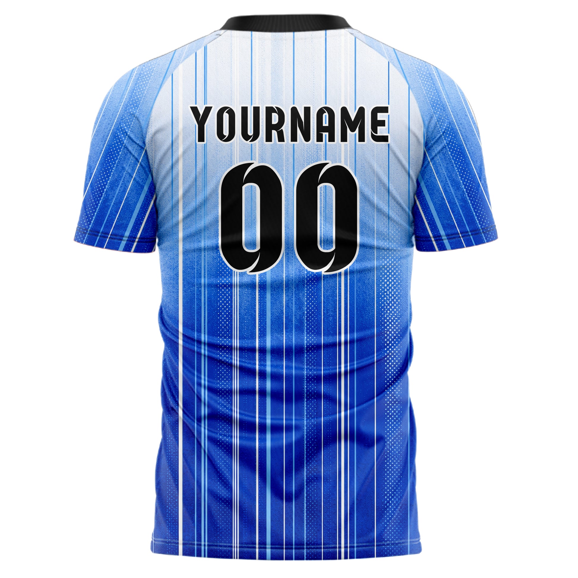 Royalblau lebendiges Nadelstreifen klassische vertikale Pinstripes Design 11-0022 individuelles Fußballtrikot back