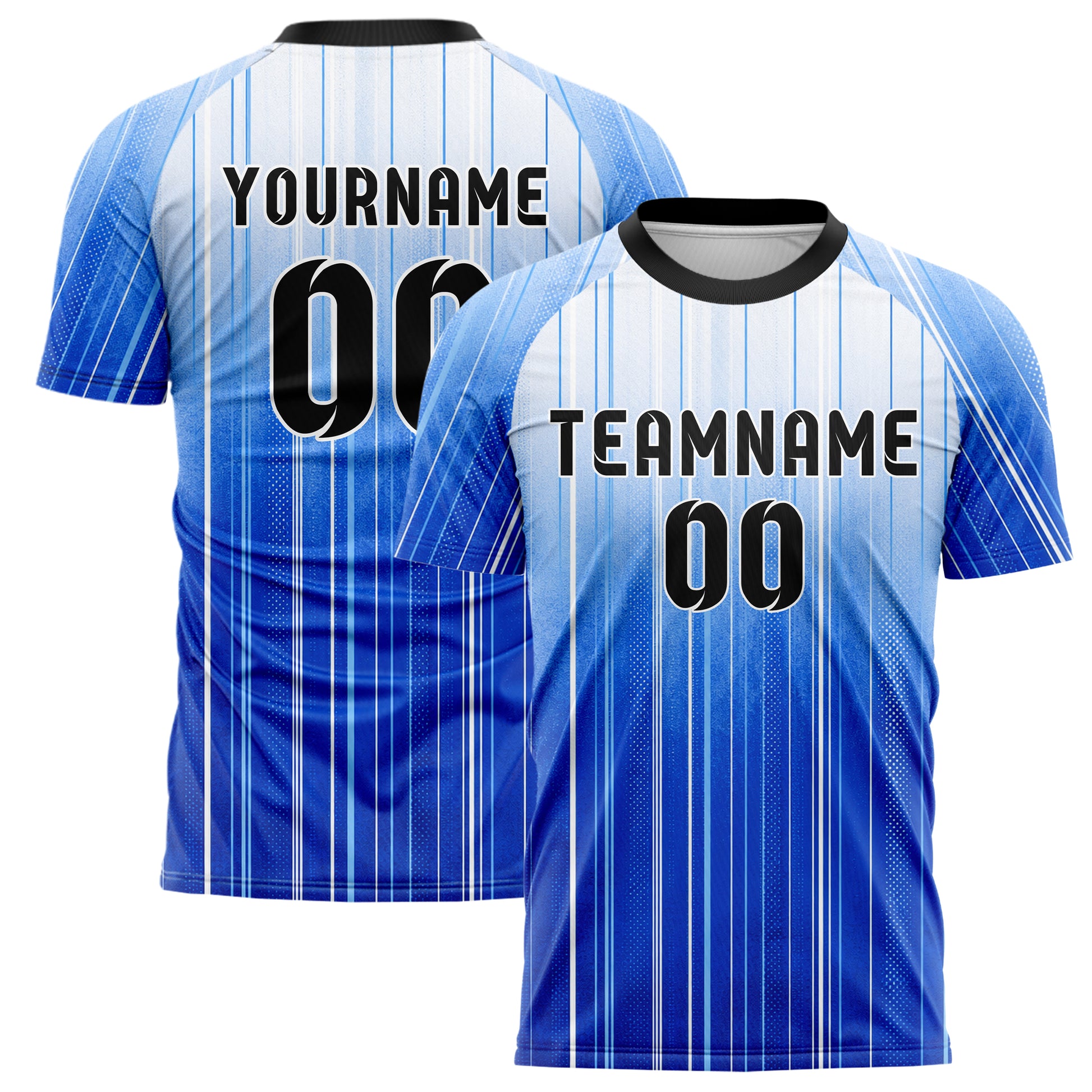 Royalblau lebendiges Nadelstreifen klassische vertikale Pinstripes Design 11-0022 individuelles Fußballtrikot main