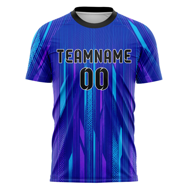 Royalblau lebendiges Nadelstreifen enge Pinstripes Design 11-0029 individuelles Fußballtrikot front