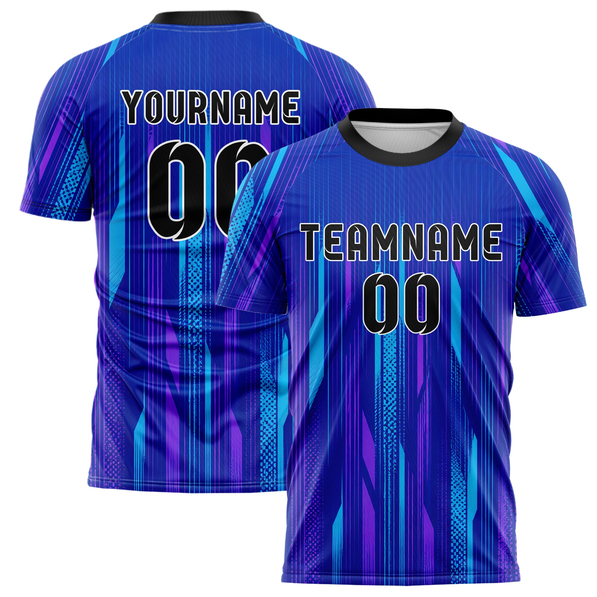 Royalblau lebendiges Nadelstreifen enge Pinstripes Design 11-0029 individuelles Fußballtrikot main