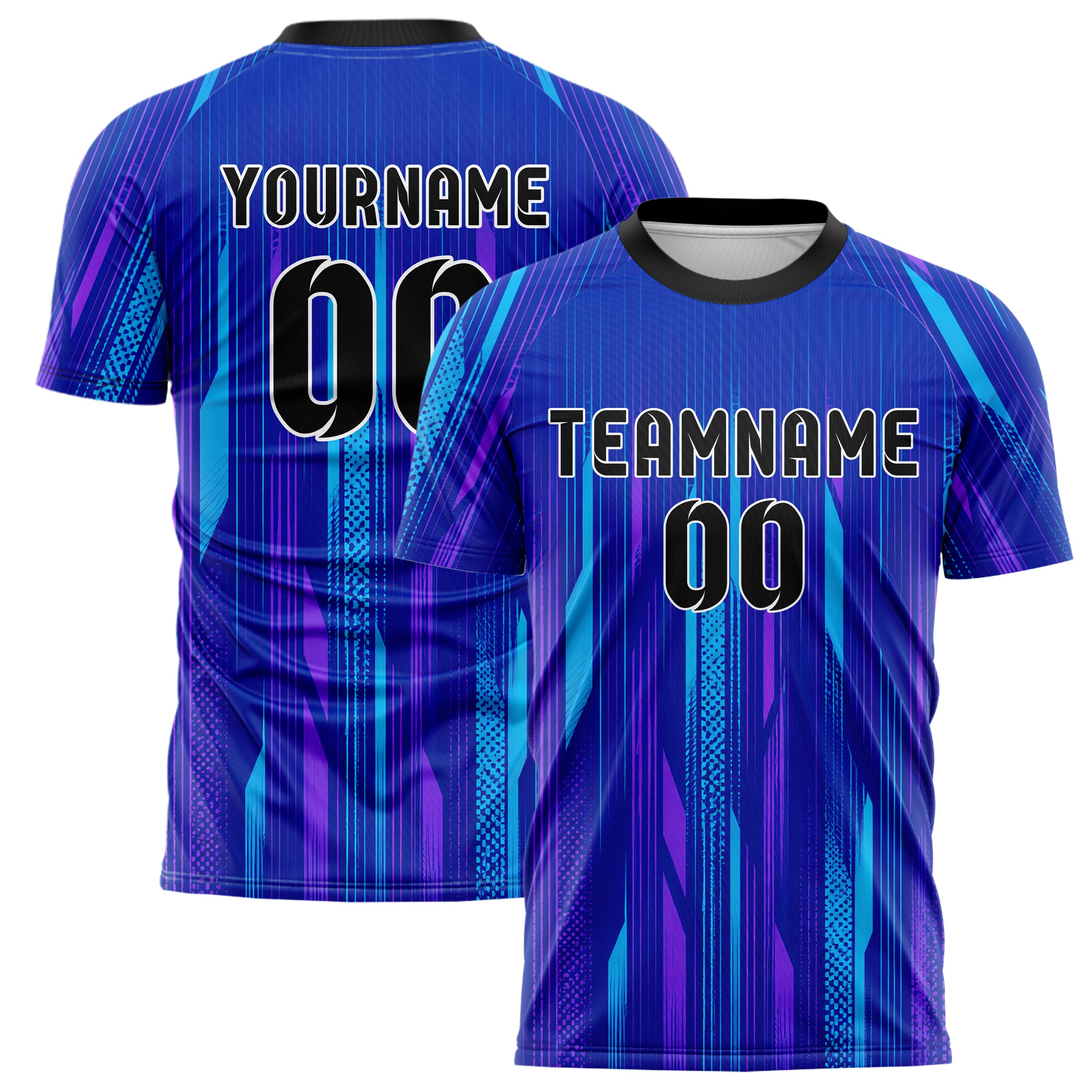 Royalblau lebendiges Nadelstreifen enge Pinstripes Design 11-0029 individuelles Fußballtrikot main