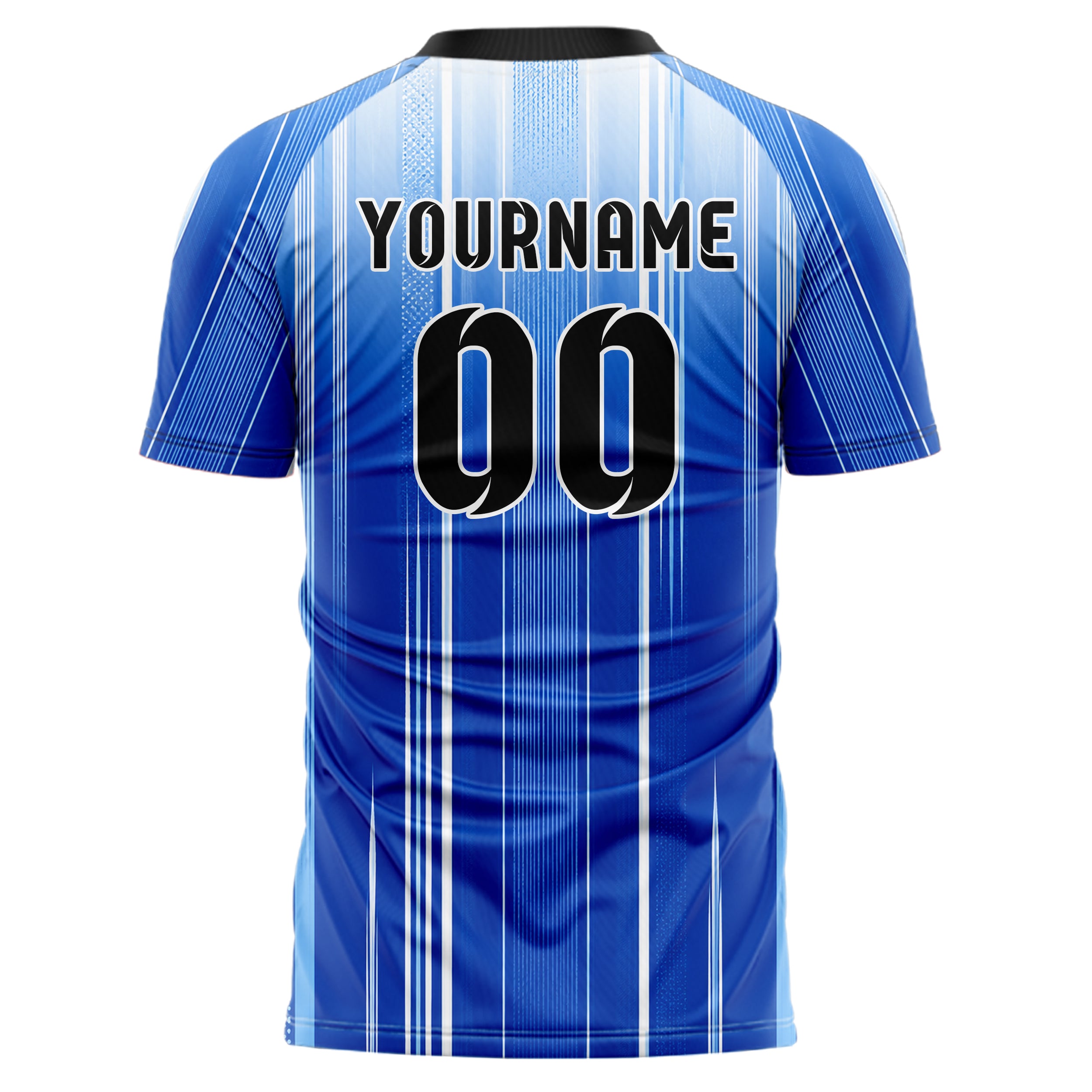 Royalblau lebendiges Nadelstreifen weite Pinstripes Design 11-0025 individuelles Fußballtrikot back