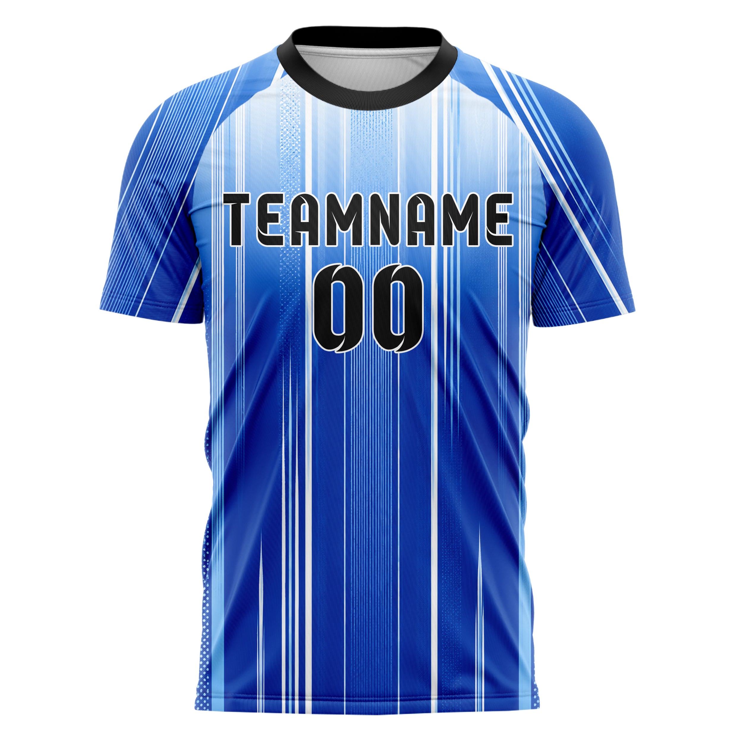 Royalblau lebendiges Nadelstreifen weite Pinstripes Design 11-0025 individuelles Fußballtrikot front