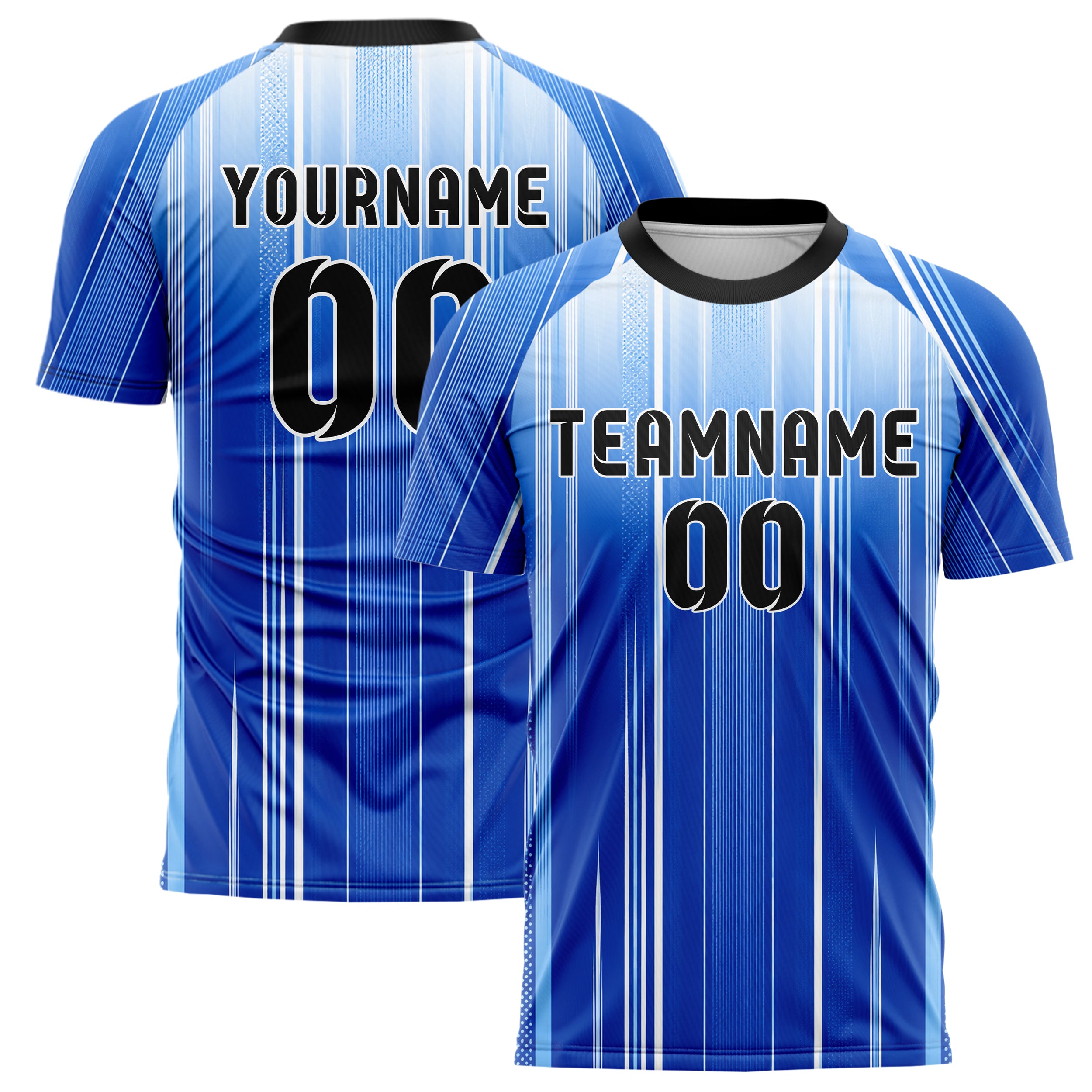 Royalblau lebendiges Nadelstreifen weite Pinstripes Design 11-0025 individuelles Fußballtrikot main