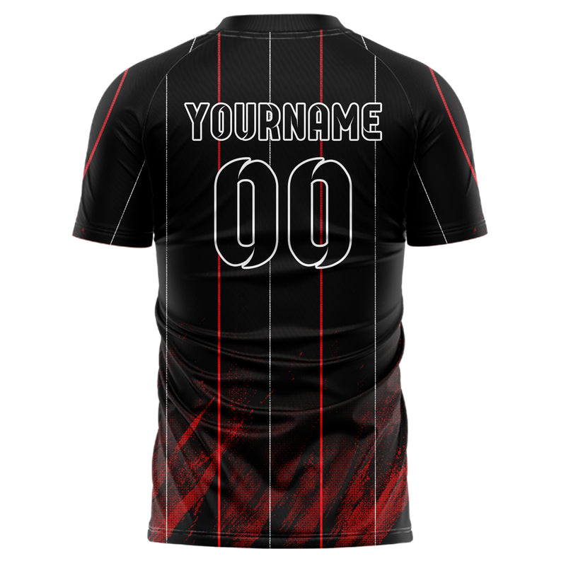 Schwarz dunkles Nadelstreifen Bottom to Top Verlauf Design 11-0038 individuelles Fußballtrikot back