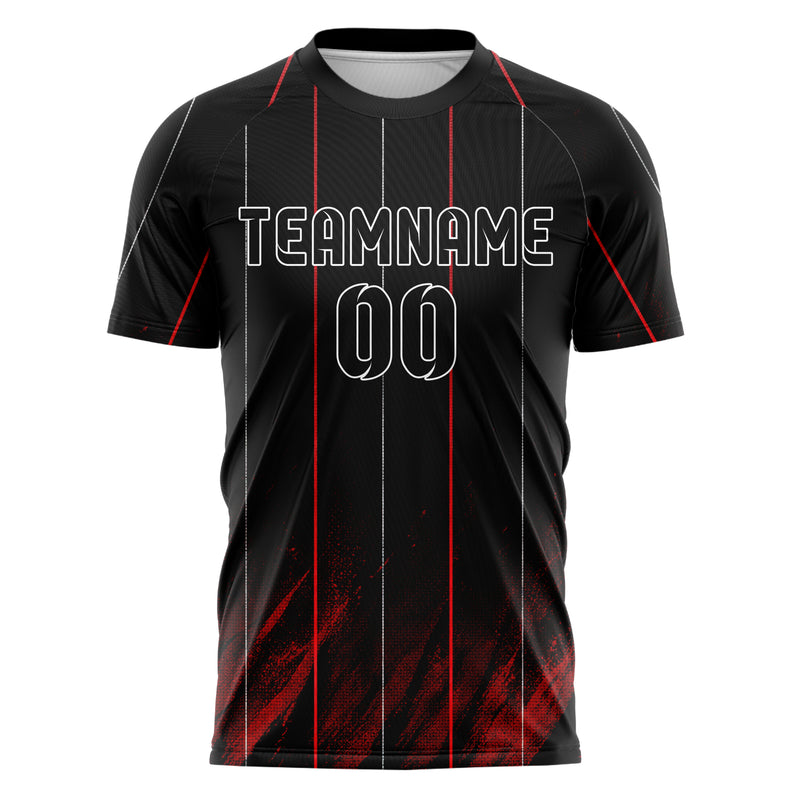 Schwarz dunkles Nadelstreifen Bottom to Top Verlauf Design 11-0038 individuelles Fußballtrikot front