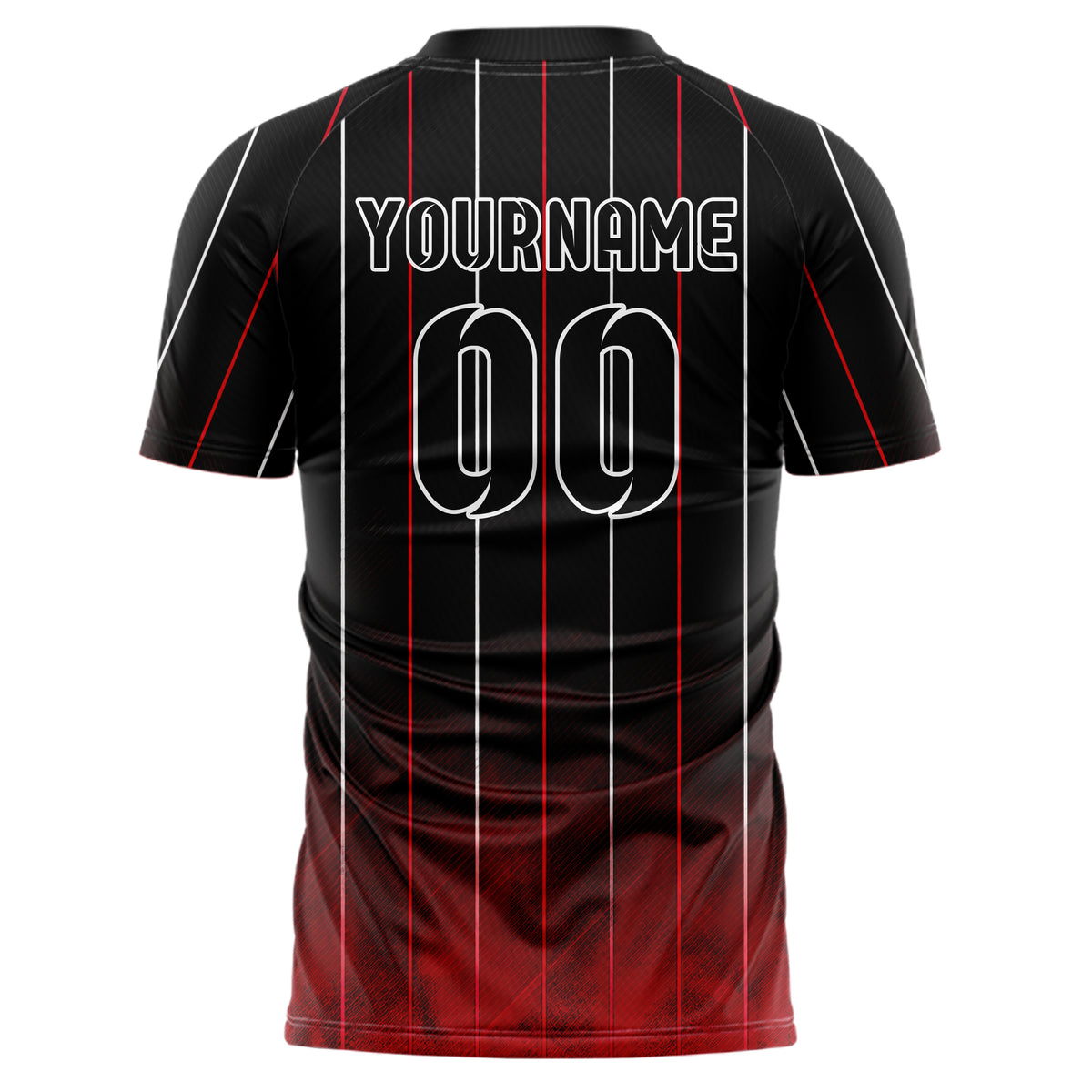 Schwarz dunkles Nadelstreifen Bottom to Top Verlauf Design 11-0044 individuelles Fußballtrikot back
