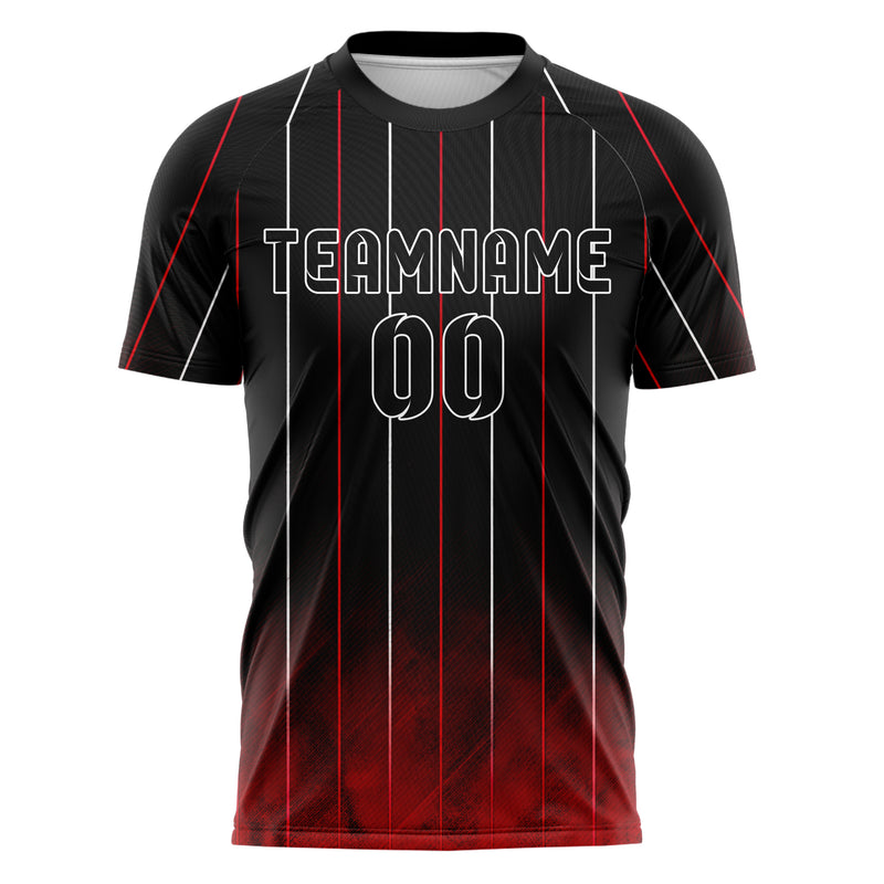 Schwarz dunkles Nadelstreifen Bottom to Top Verlauf Design 11-0044 individuelles Fußballtrikot front