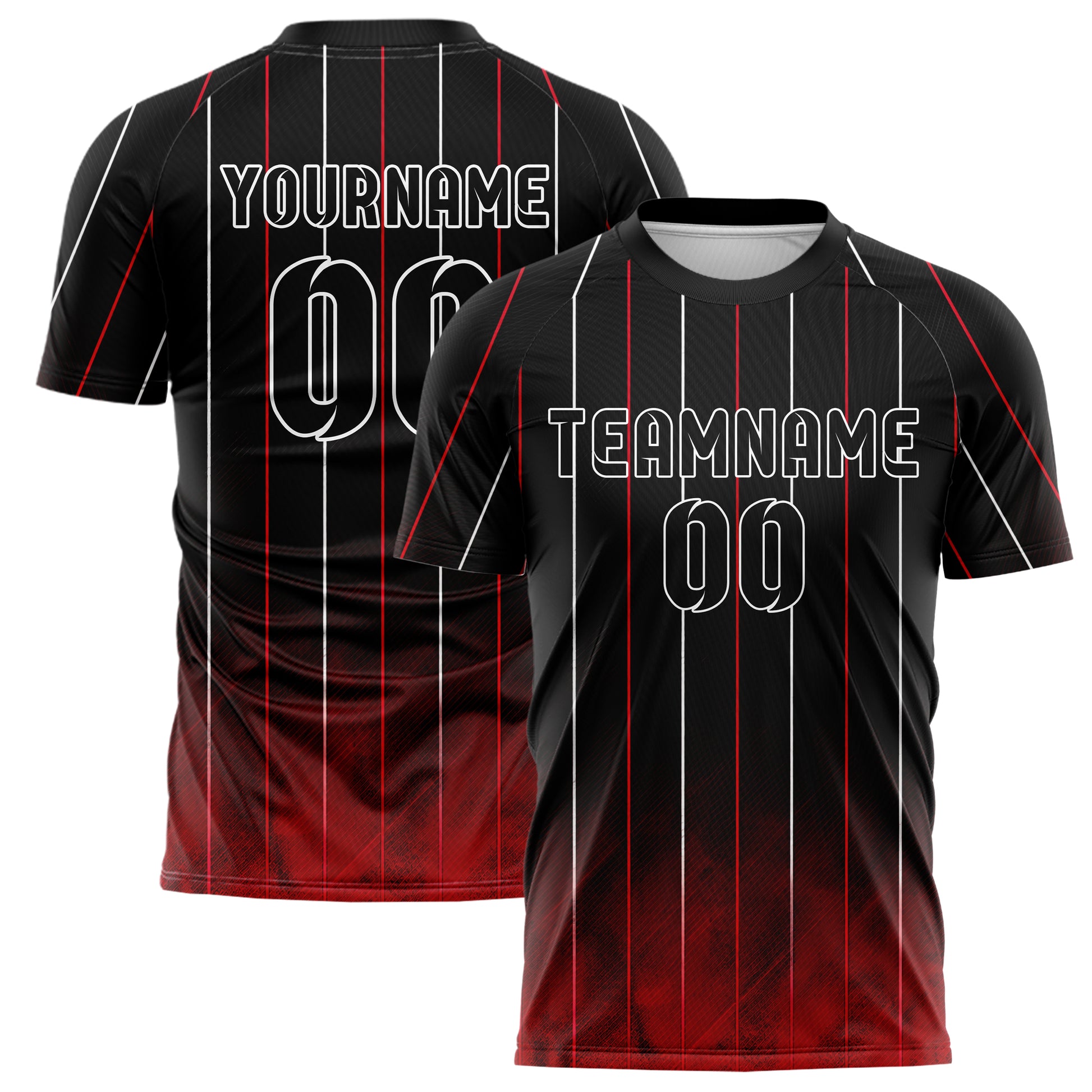 Schwarz dunkles Nadelstreifen Bottom to Top Verlauf Design 11-0044 individuelles Fußballtrikot main