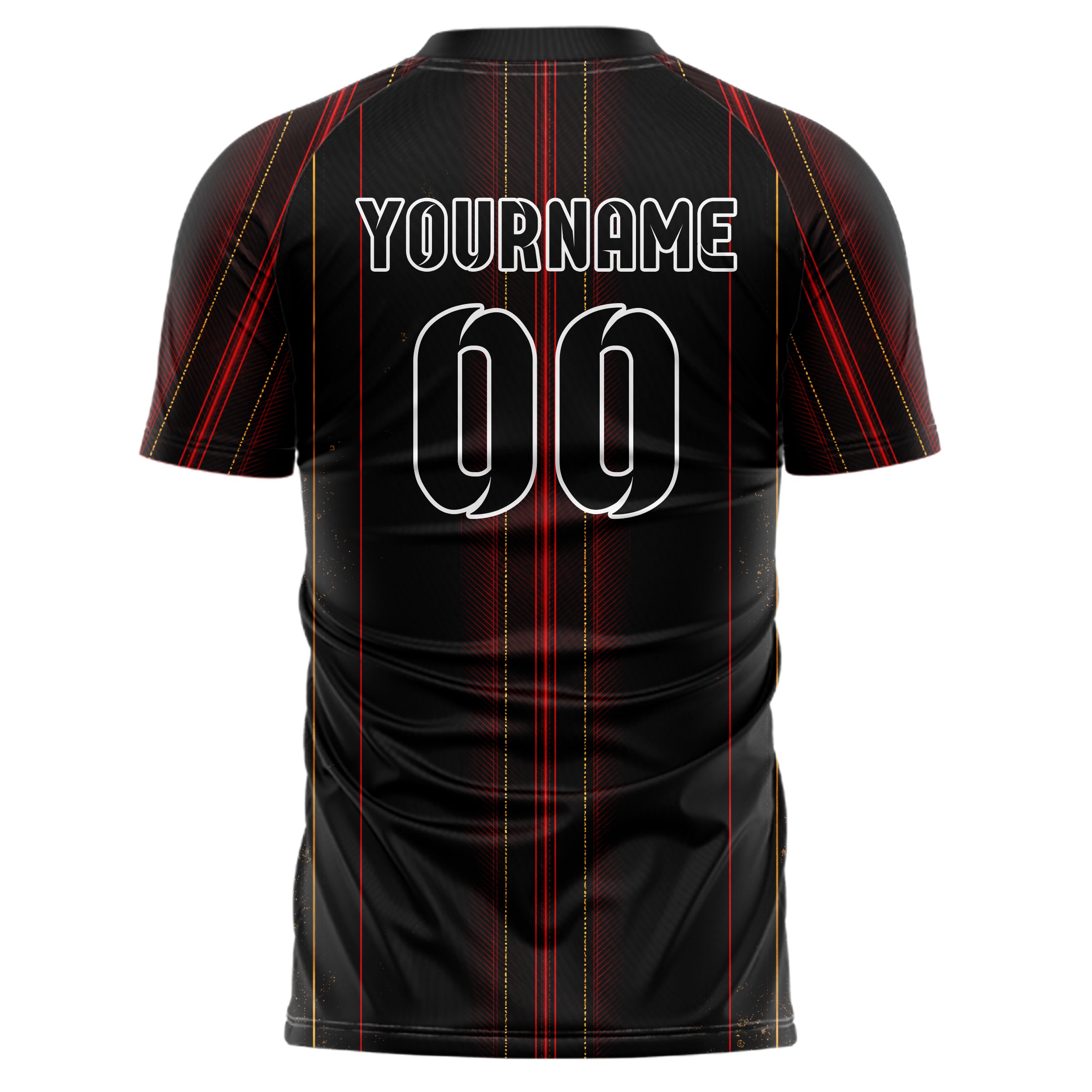 Schwarz dunkles Nadelstreifen klassische vertikale Pinstripes Design 11-0004 individuelles Fußballtrikot back