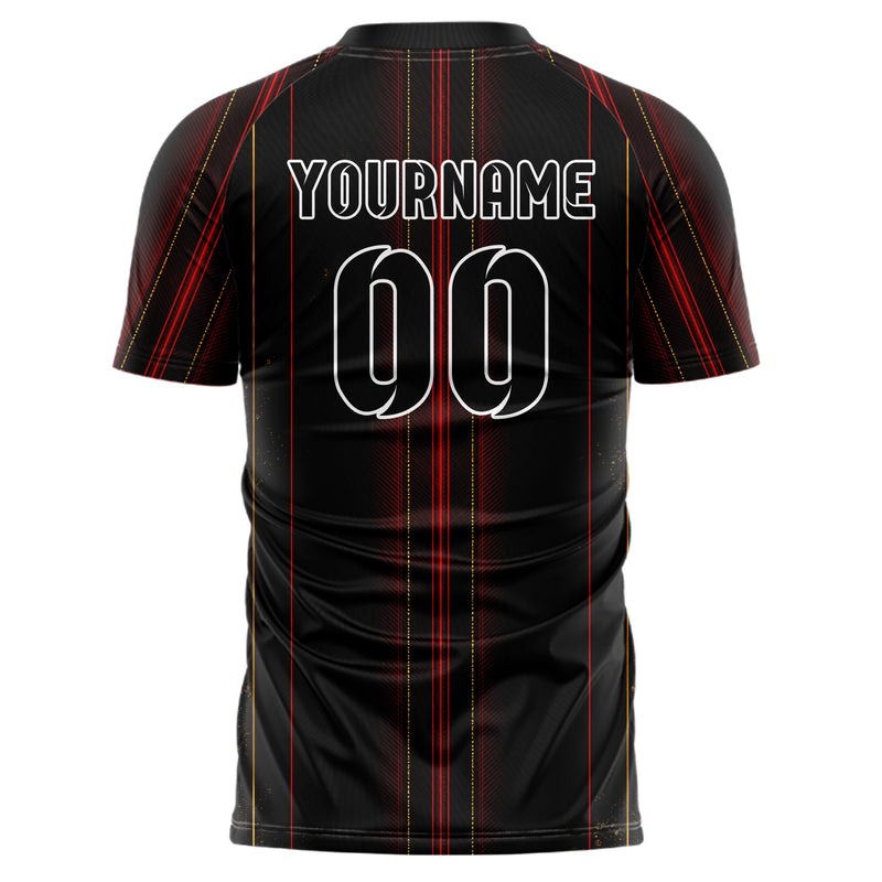 Schwarz dunkles Nadelstreifen klassische vertikale Pinstripes Design 11-0004 individuelles Fußballtrikot back