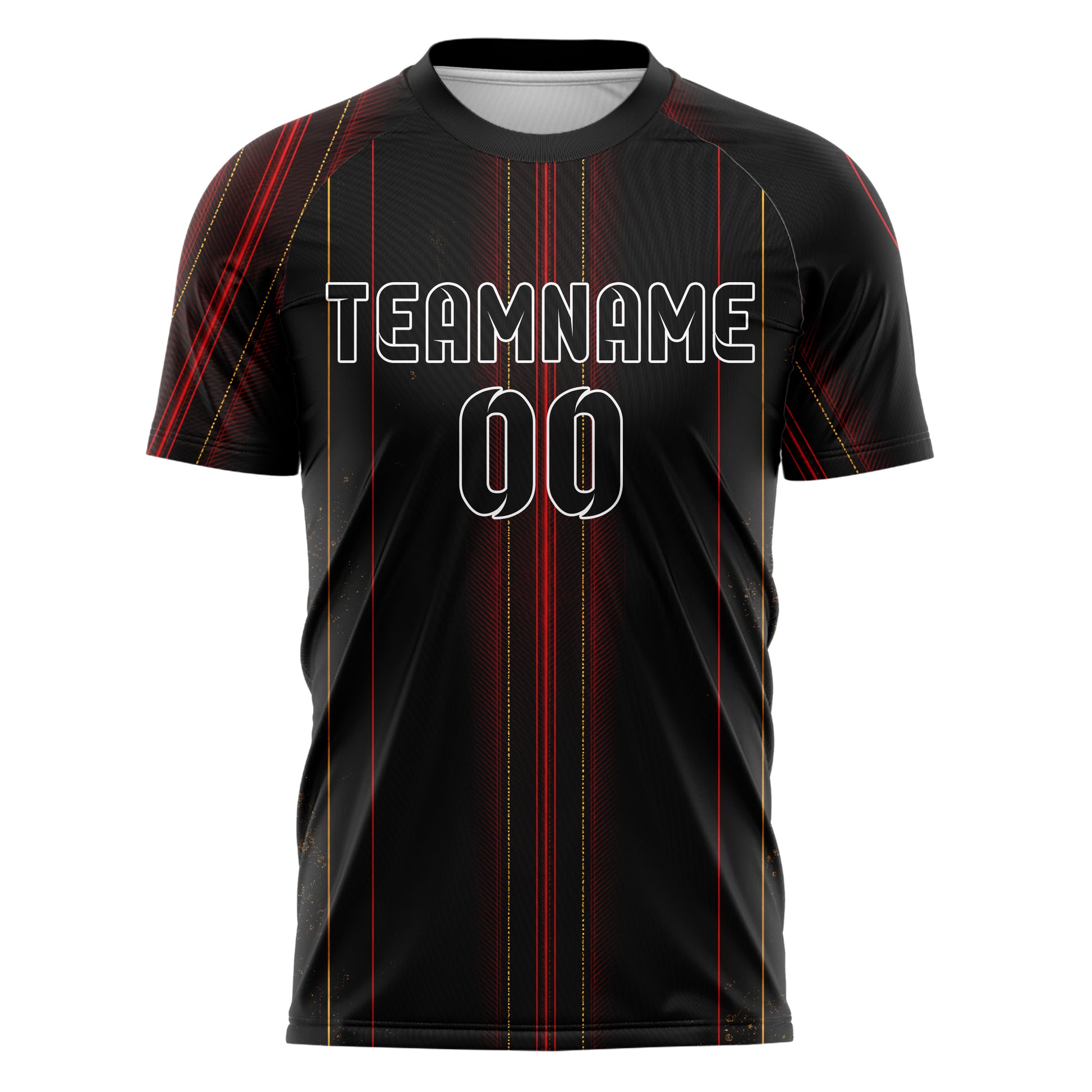 Schwarz dunkles Nadelstreifen klassische vertikale Pinstripes Design 11-0004 individuelles Fußballtrikot front