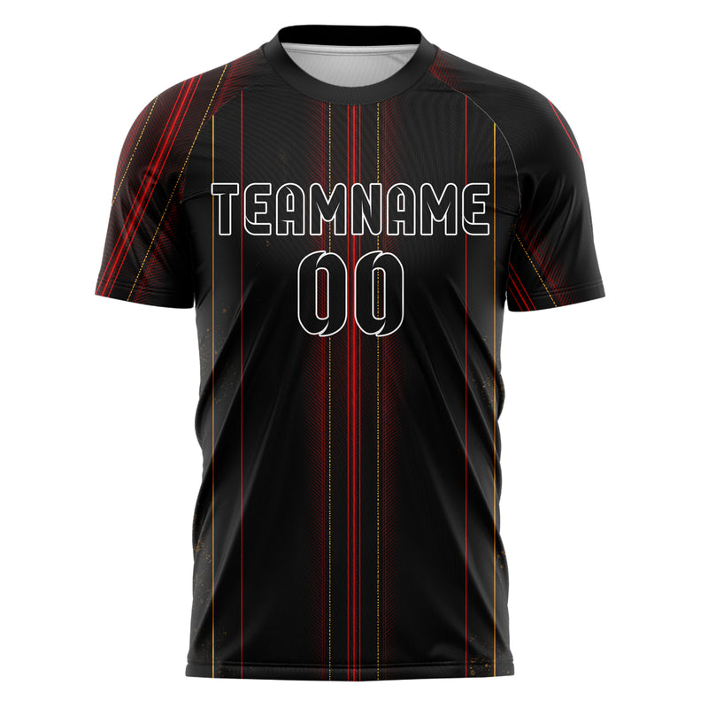 Schwarz dunkles Nadelstreifen klassische vertikale Pinstripes Design 11-0004 individuelles Fußballtrikot front