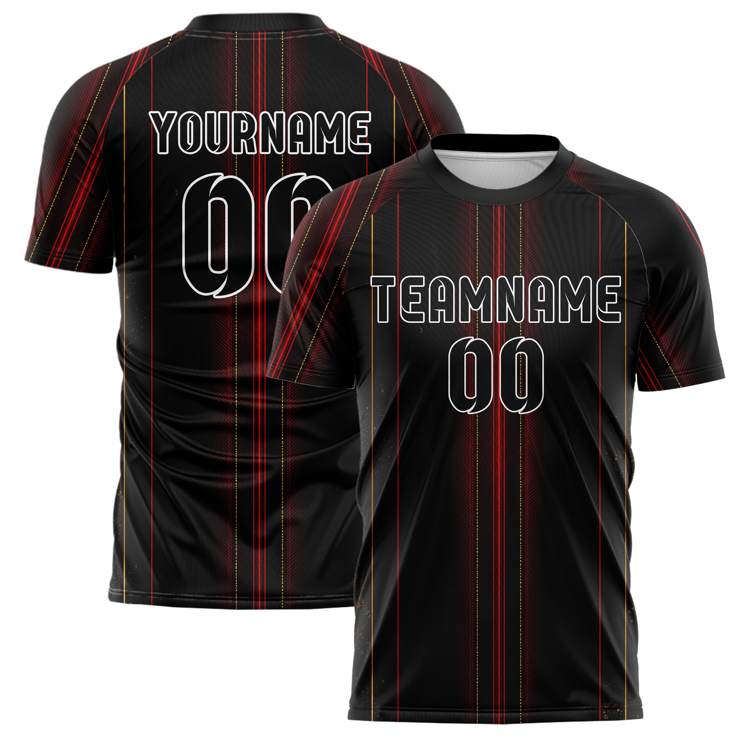 Schwarz dunkles Nadelstreifen klassische vertikale Pinstripes Design 11-0004 individuelles Fußballtrikot main