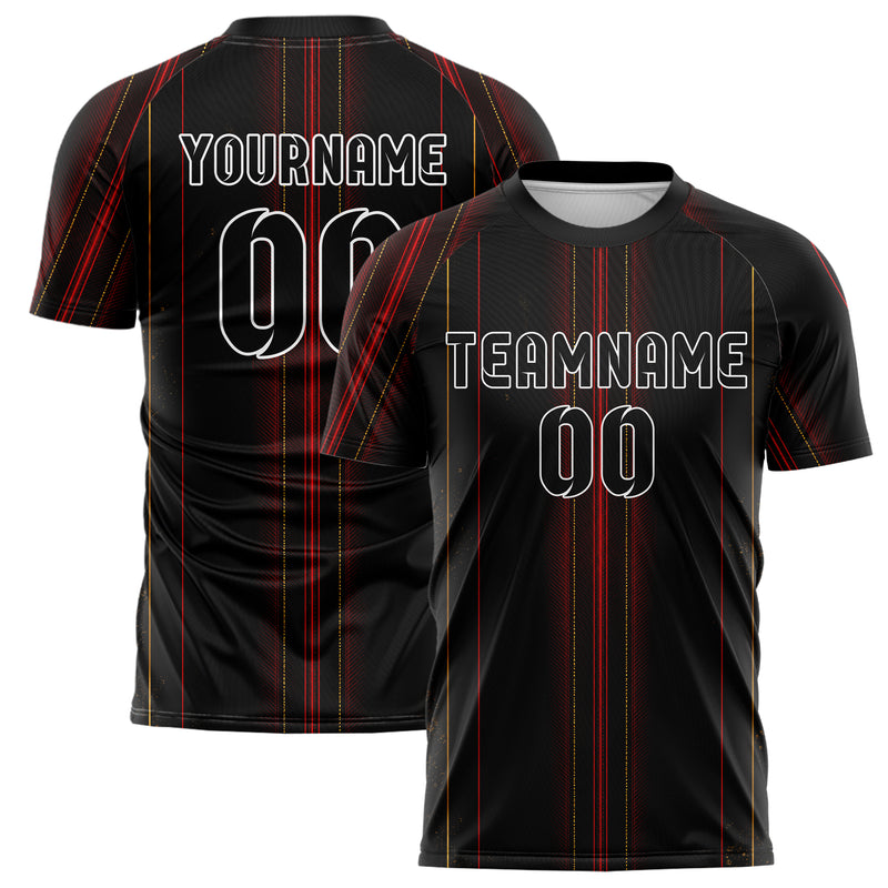 Schwarz dunkles Nadelstreifen klassische vertikale Pinstripes Design 11-0004 individuelles Fußballtrikot main