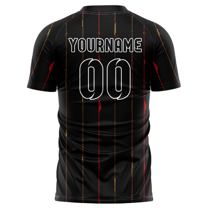 Schwarz dunkles Nadelstreifen klassische vertikale Pinstripes Design 11-0058 individuelles Fußballtrikot back