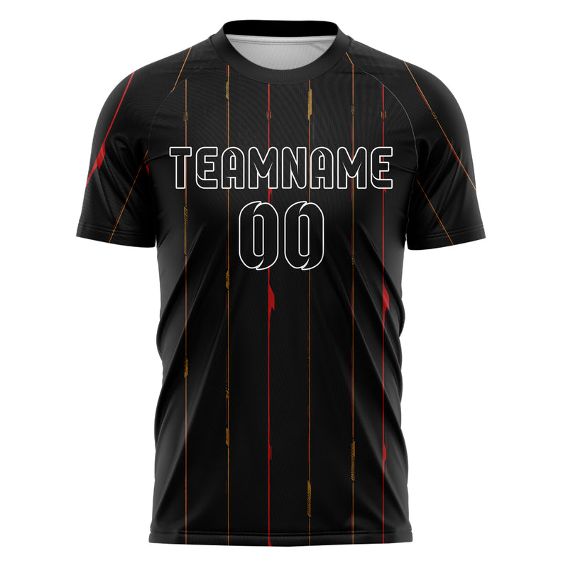 Schwarz dunkles Nadelstreifen klassische vertikale Pinstripes Design 11-0058 individuelles Fußballtrikot front