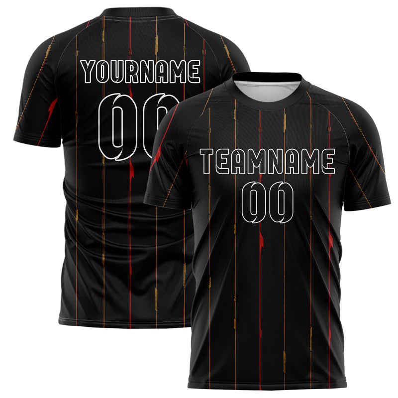 Schwarz dunkles Nadelstreifen klassische vertikale Pinstripes Design 11-0058 individuelles Fußballtrikot main