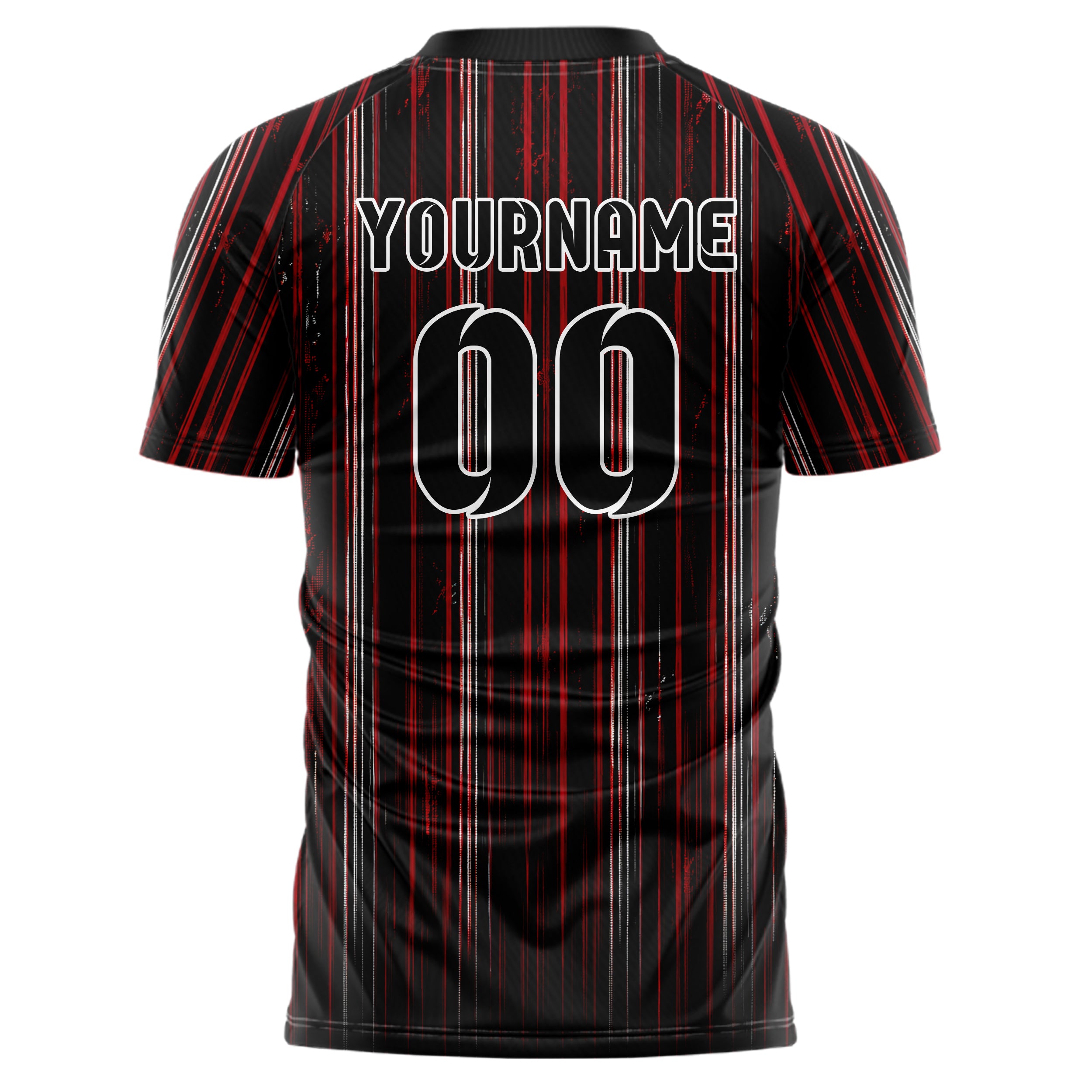 Schwarz dunkles Nadelstreifen enge Pinstripes Design 11-0017 individuelles Fußballtrikot back