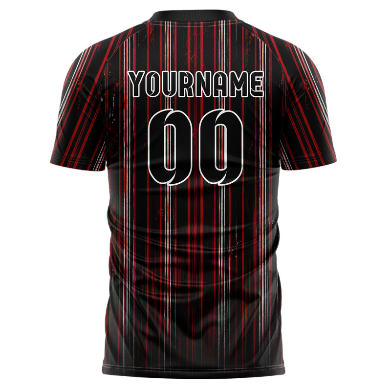 Schwarz dunkles Nadelstreifen enge Pinstripes Design 11-0017 individuelles Fußballtrikot back