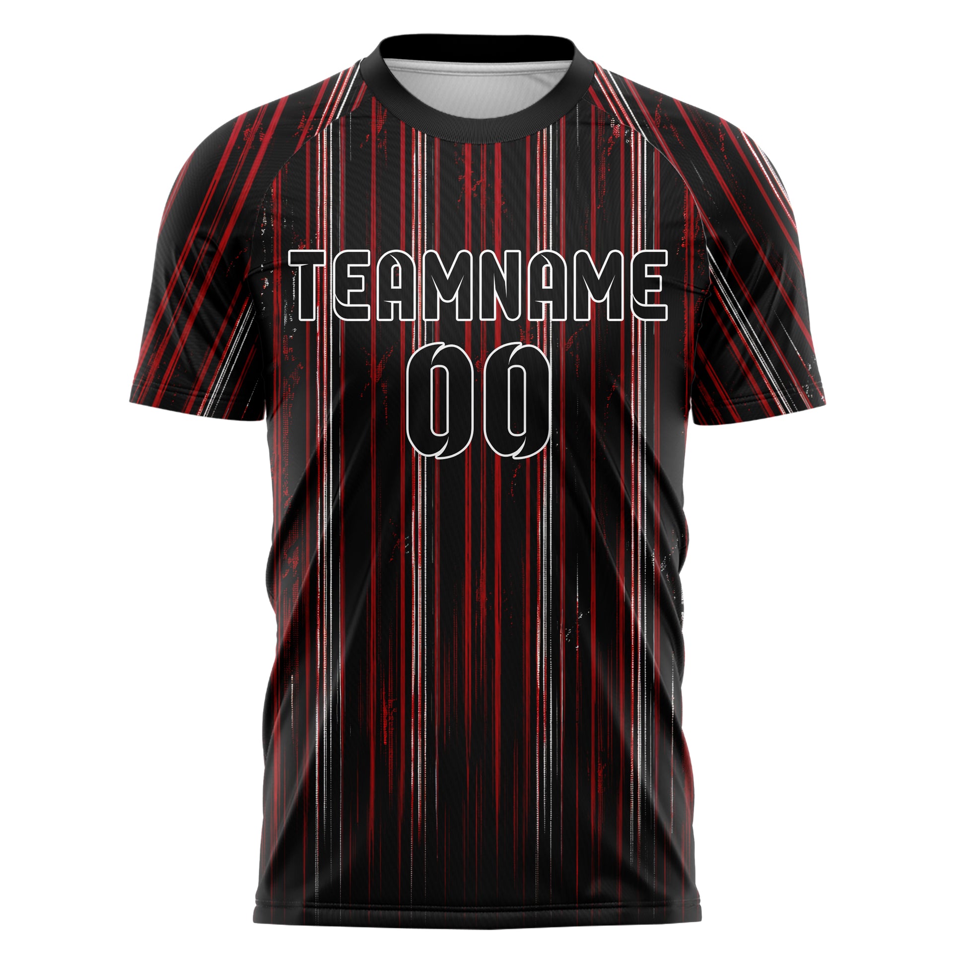 Schwarz dunkles Nadelstreifen enge Pinstripes Design 11-0017 individuelles Fußballtrikot front