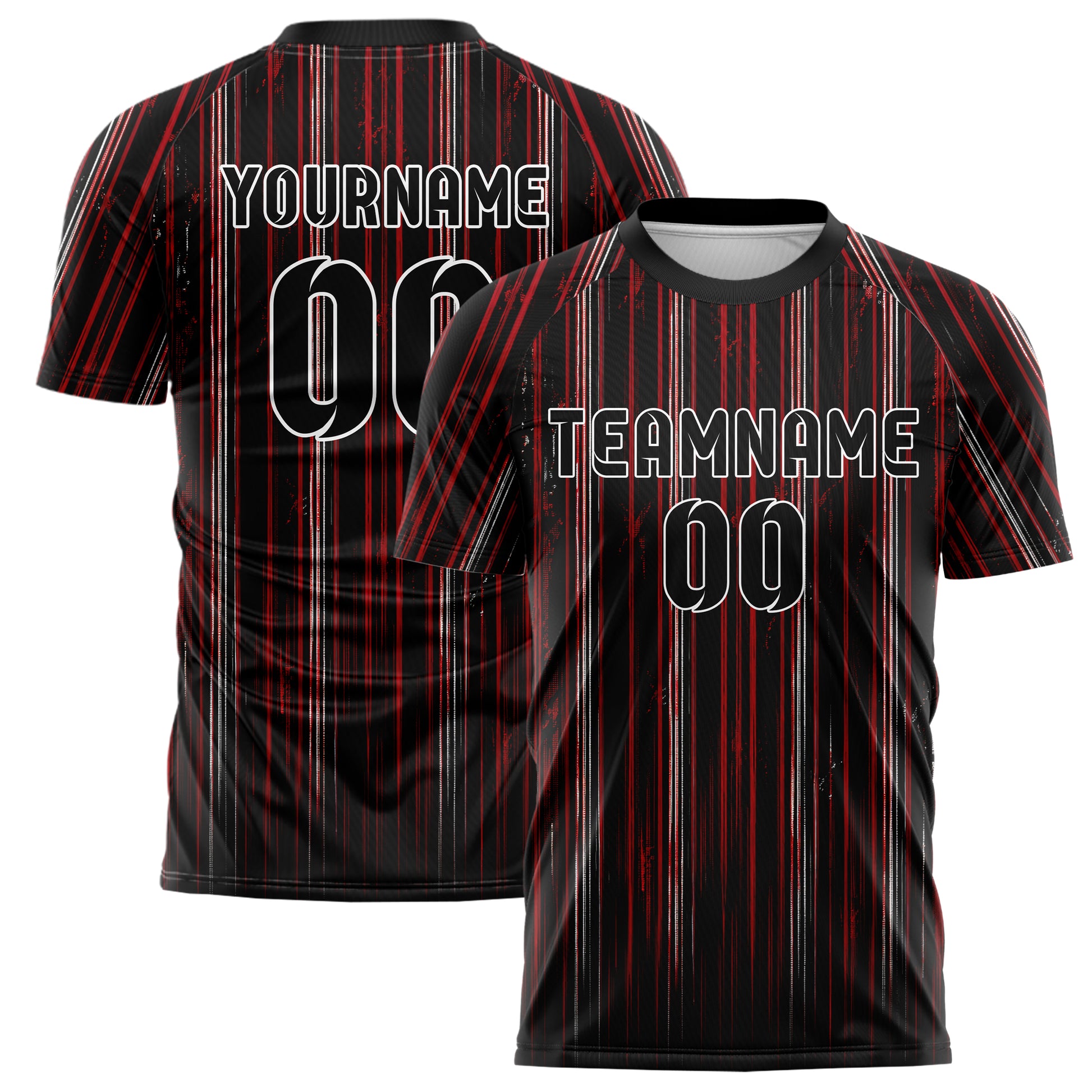 Schwarz dunkles Nadelstreifen enge Pinstripes Design 11-0017 individuelles Fußballtrikot main