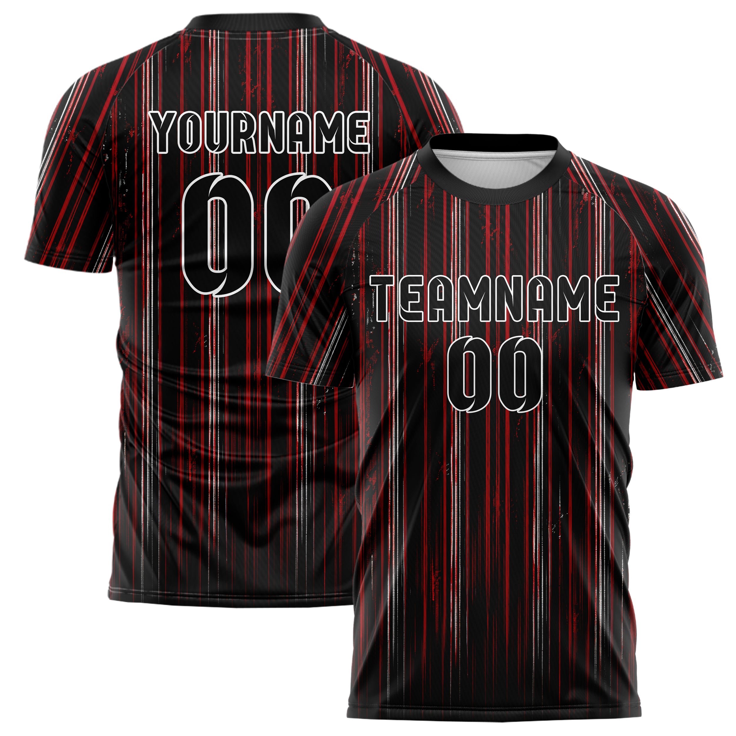 Schwarz dunkles Nadelstreifen enge Pinstripes Design 11-0017 individuelles Fußballtrikot main