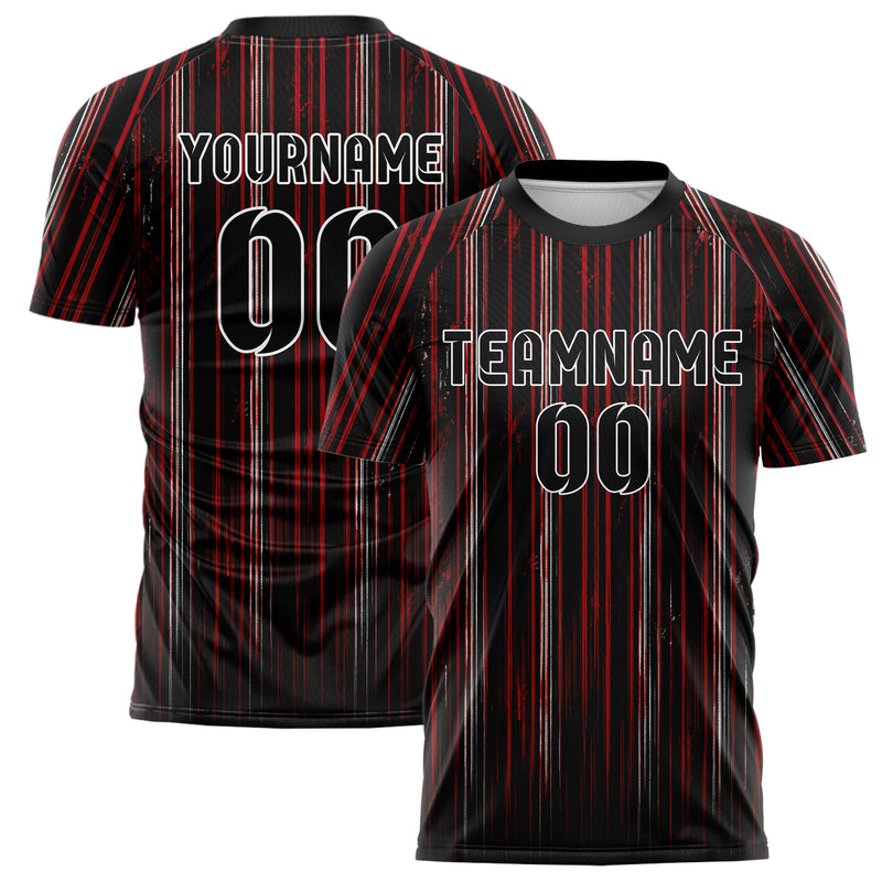 Schwarz dunkles Nadelstreifen enge Pinstripes Design 11-0017 individuelles Fußballtrikot main
