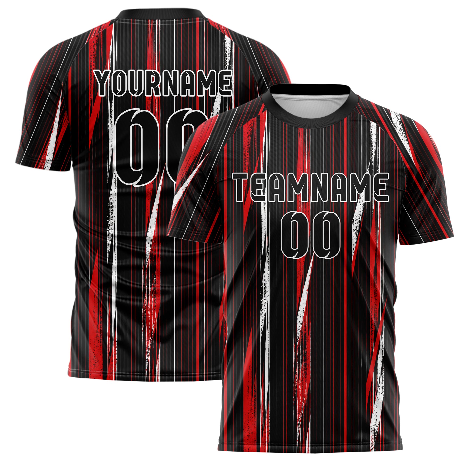 Schwarz dunkles Nadelstreifen enge Pinstripes Design 11-0053 individuelles Fußballtrikot main