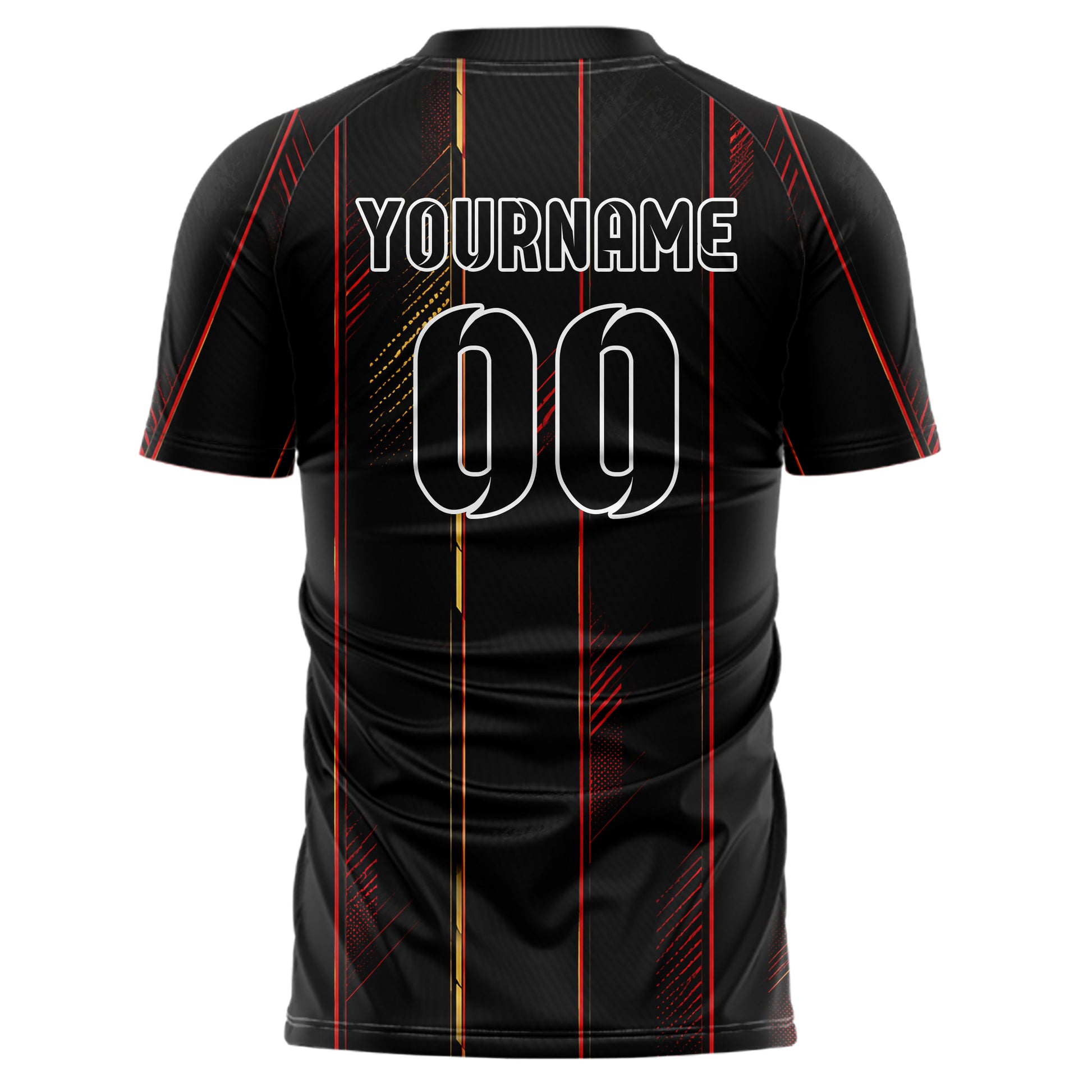 Schwarz dunkles Nadelstreifen weite Pinstripes Design 11-0007 individuelles Fußballtrikot back