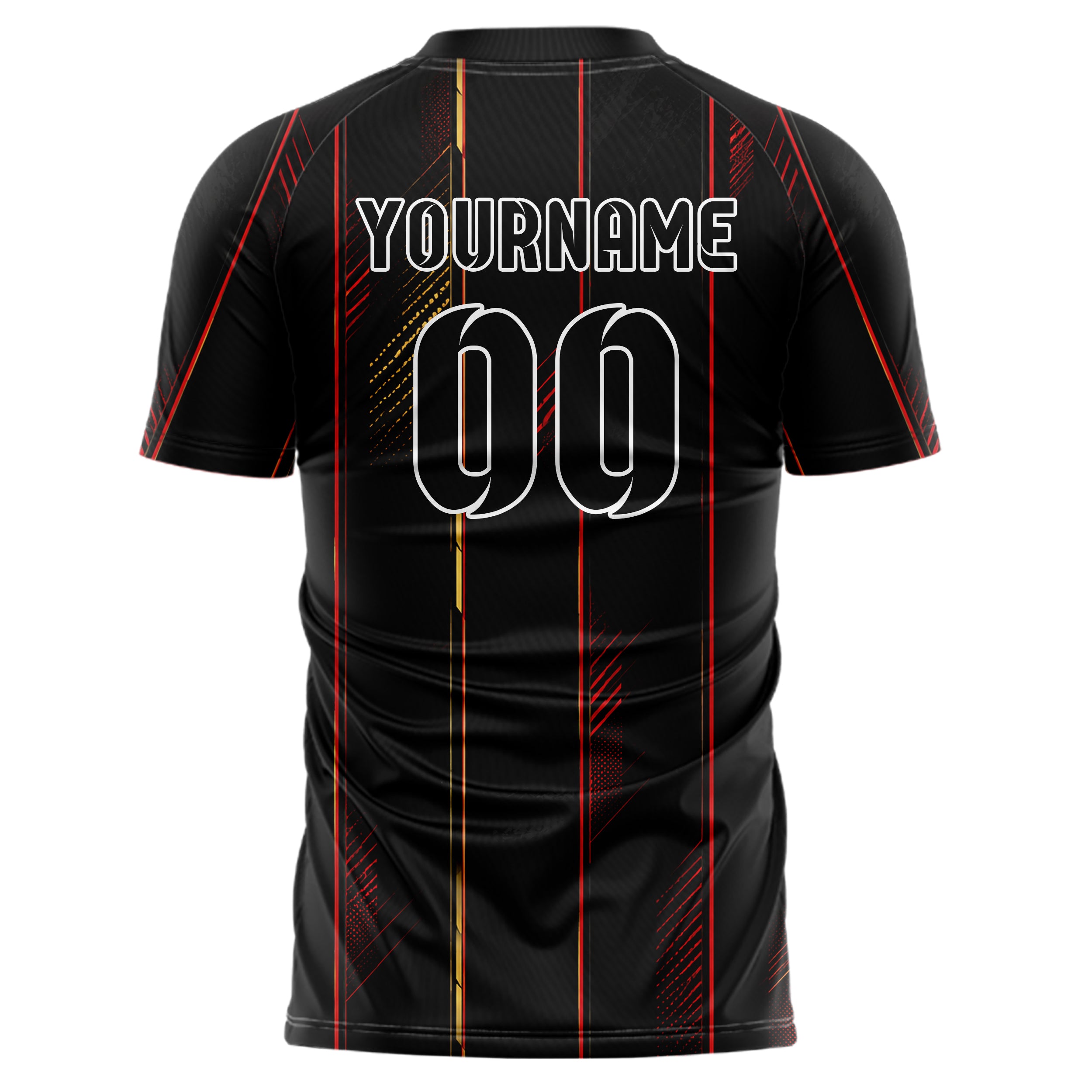 Schwarz dunkles Nadelstreifen weite Pinstripes Design 11-0007 individuelles Fußballtrikot back