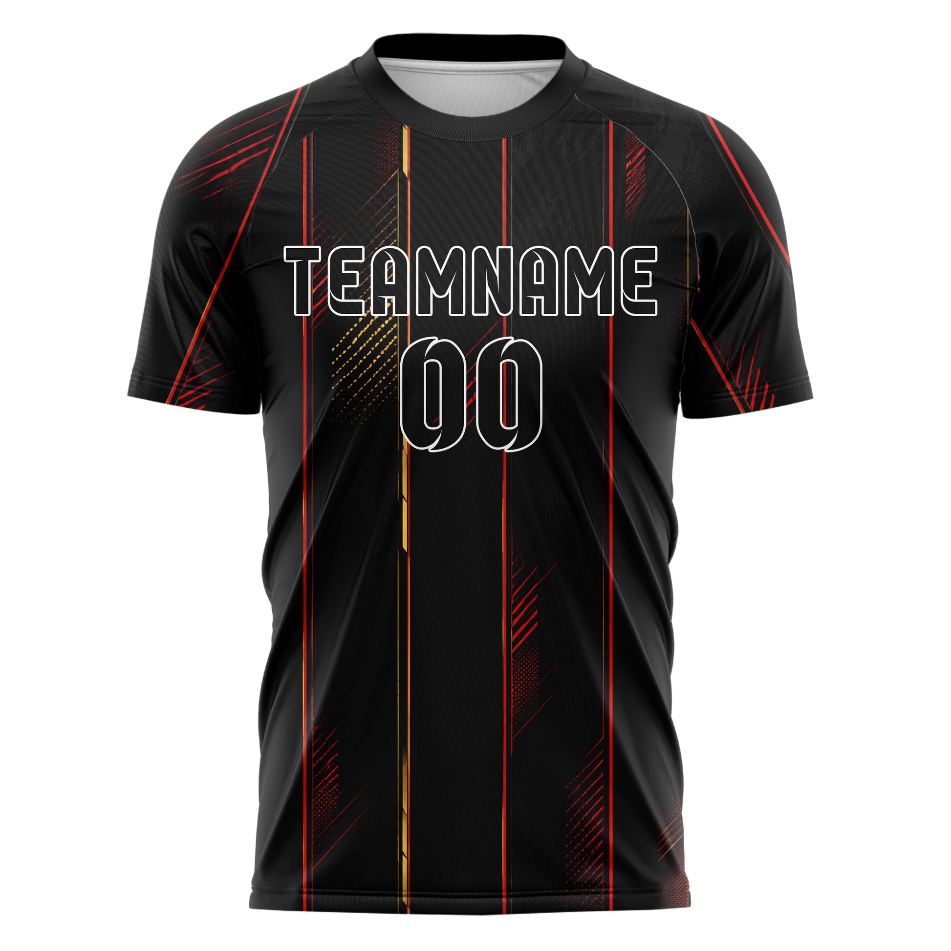 Schwarz dunkles Nadelstreifen weite Pinstripes Design 11-0007 individuelles Fußballtrikot front