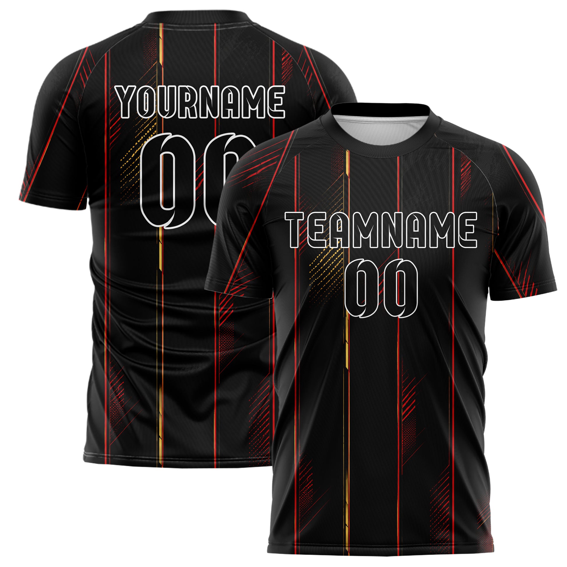 Schwarz dunkles Nadelstreifen weite Pinstripes Design 11-0007 individuelles Fußballtrikot main