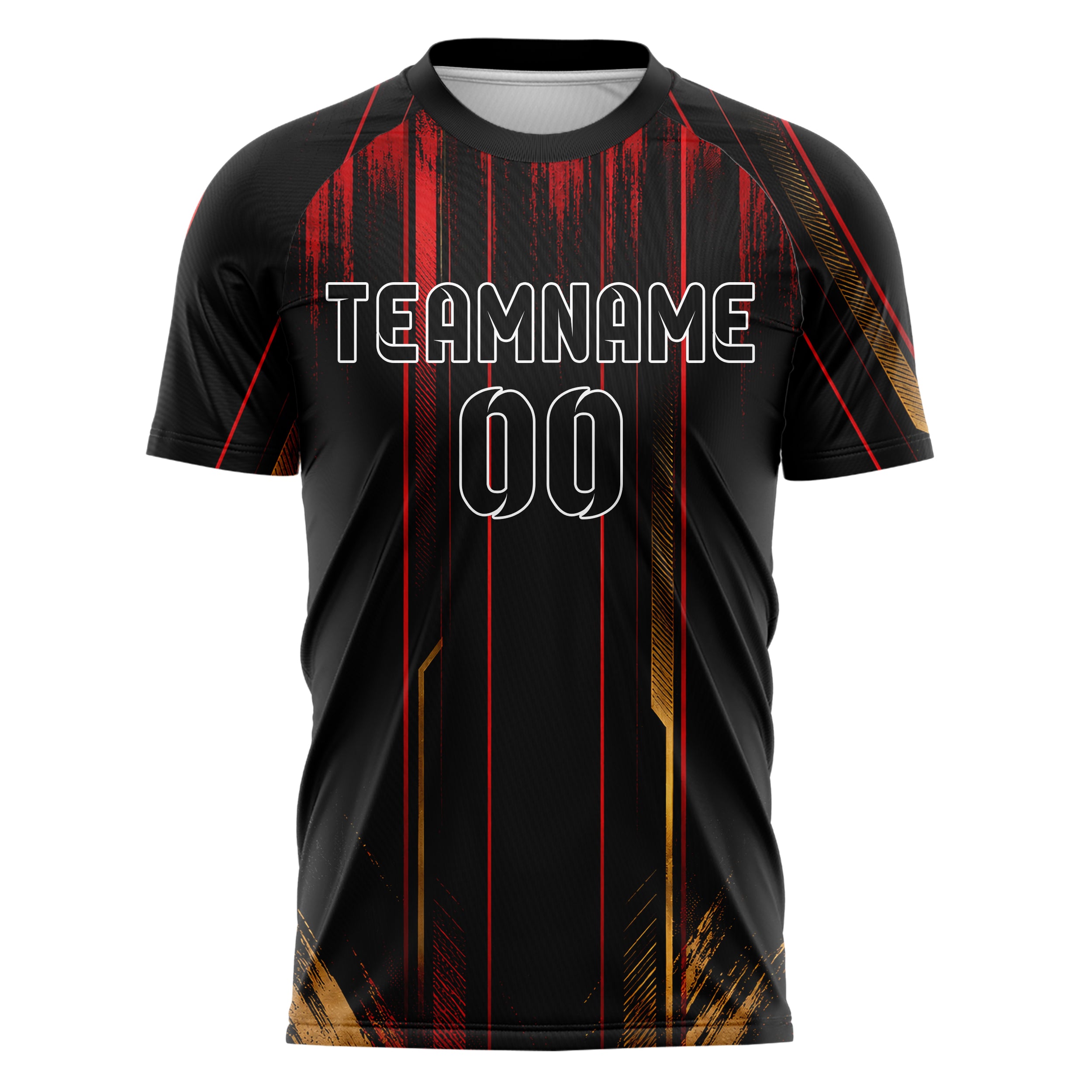 Schwarz dunkles Nadelstreifen weite Pinstripes Design 11-0037 individuelles Fußballtrikot front