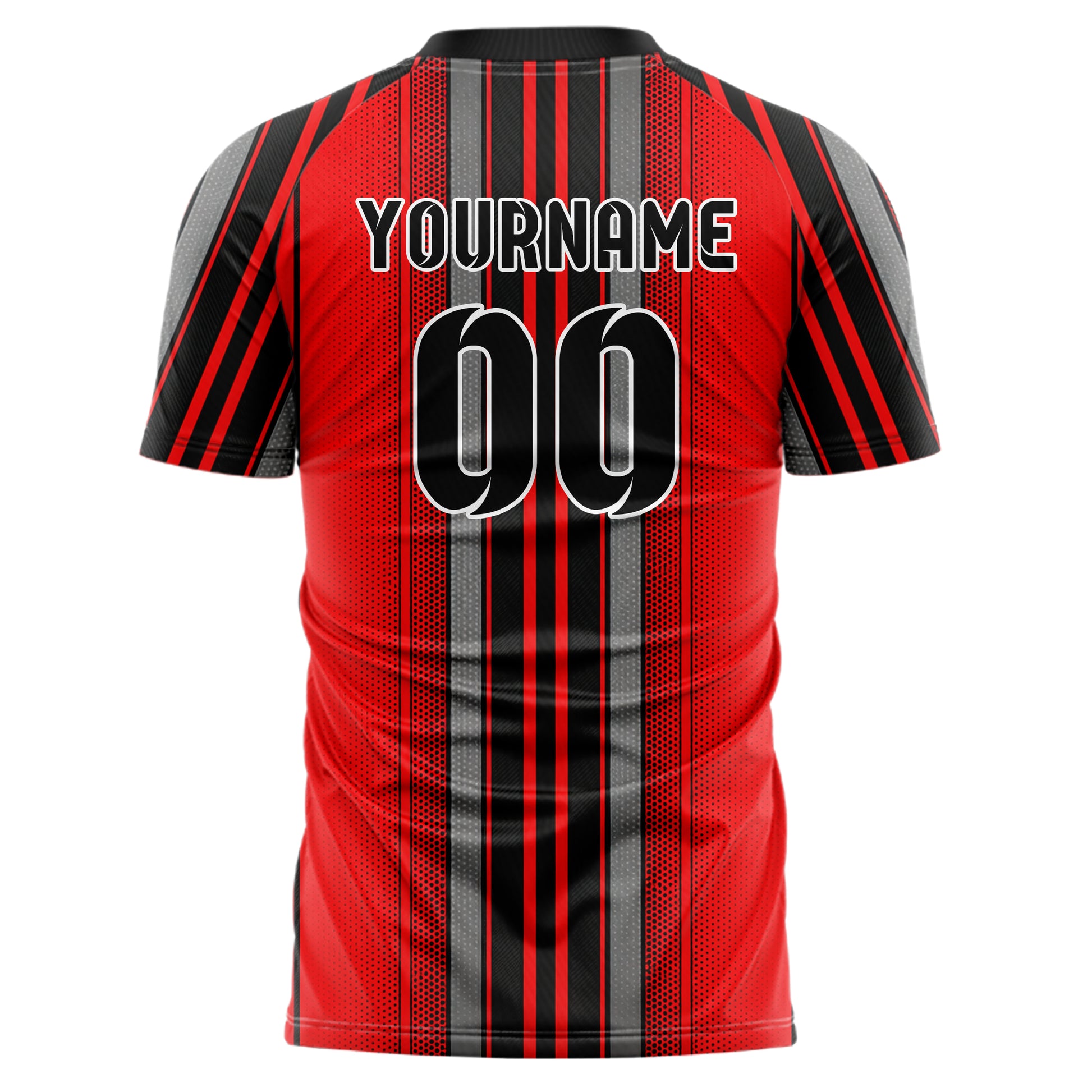 Rot lebendiges Nadelstreifen sichtbares Center Band Design 11-0039 individuelles Fußballtrikot back