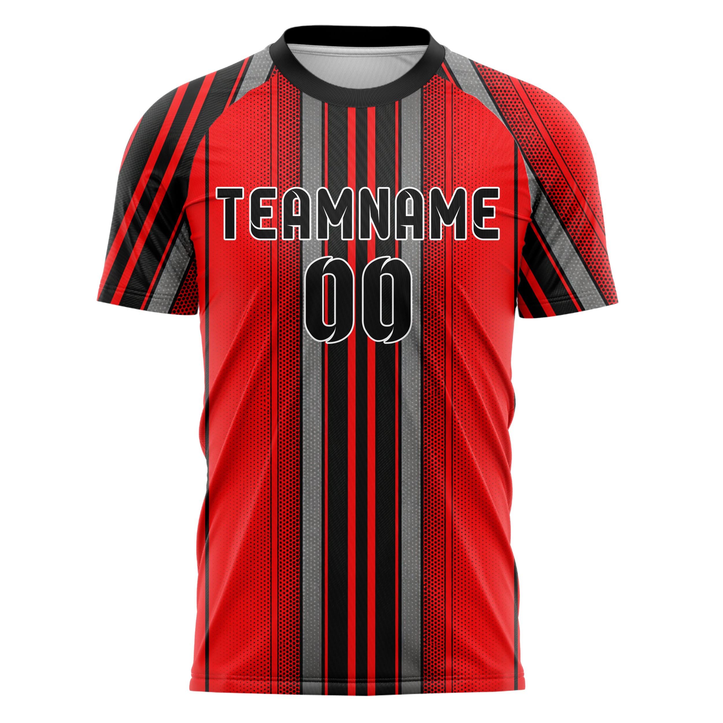 Rot lebendiges Nadelstreifen sichtbares Center Band Design 11-0039 individuelles Fußballtrikot front