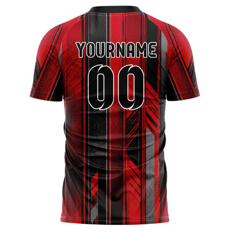 Rot lebendiges Nadelstreifen Double Pinstripe Design 11-0030 individuelles Fußballtrikot back