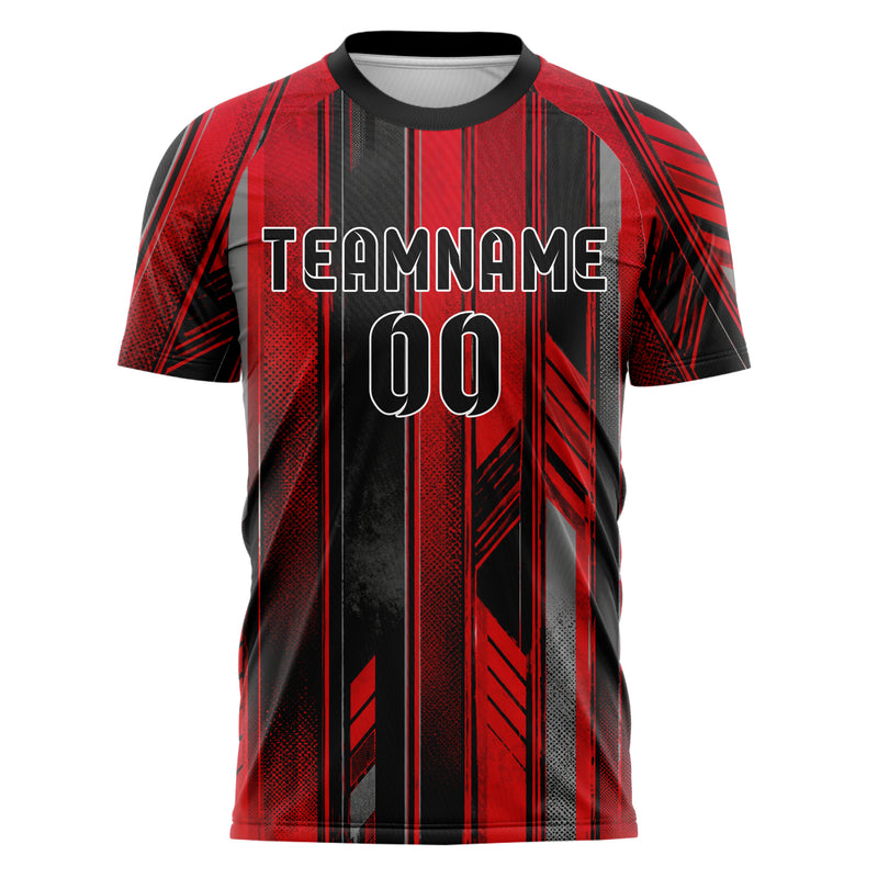 Rot lebendiges Nadelstreifen Double Pinstripe Design 11-0030 individuelles Fußballtrikot front