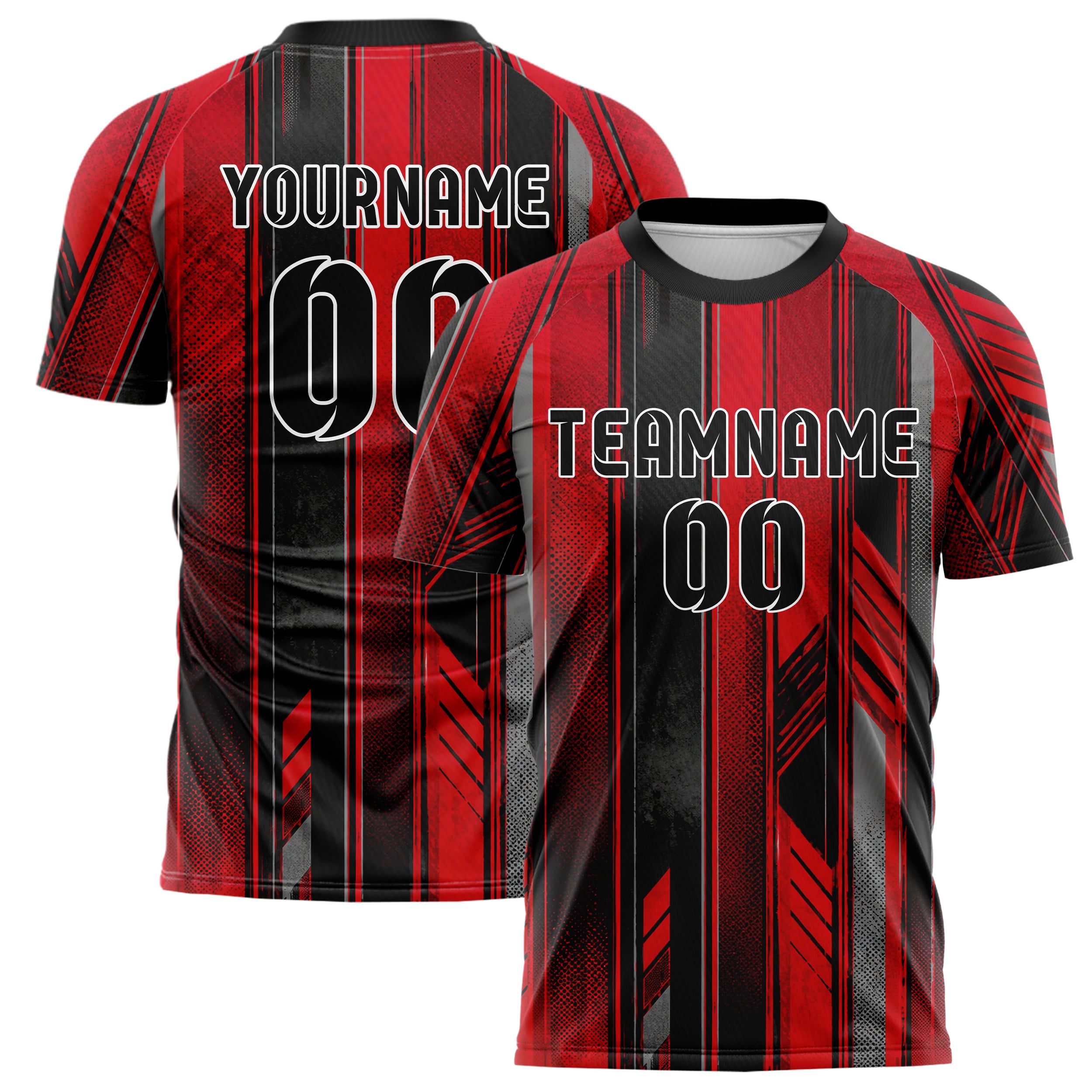 Rot lebendiges Nadelstreifen Double Pinstripe Design 11-0030 individuelles Fußballtrikot main