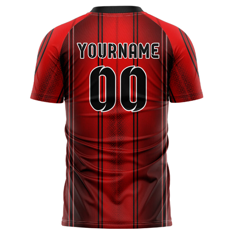Rot lebendiges Nadelstreifen Double Pinstripe Design 11-0042 individuelles Fußballtrikot back