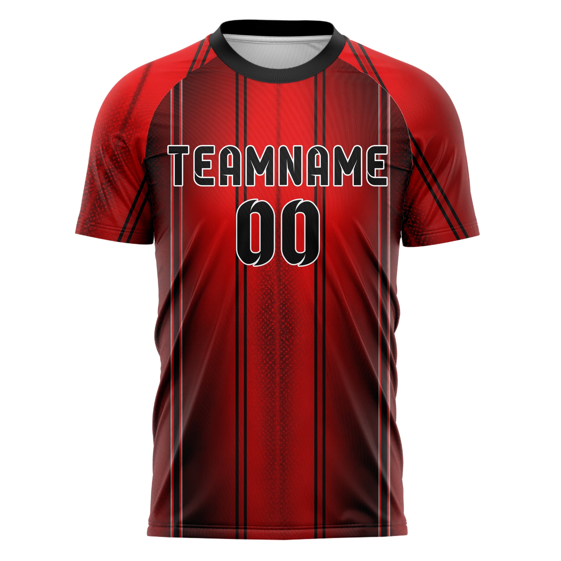 Rot lebendiges Nadelstreifen Double Pinstripe Design 11-0042 individuelles Fußballtrikot front