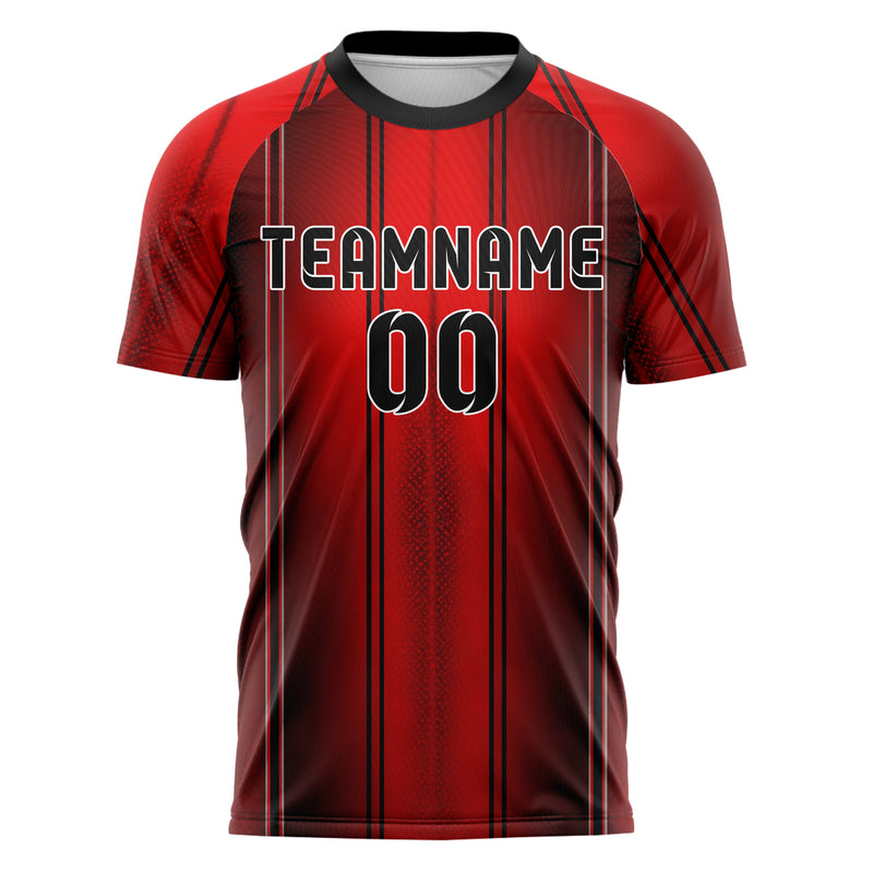 Rot lebendiges Nadelstreifen Double Pinstripe Design 11-0042 individuelles Fußballtrikot front
