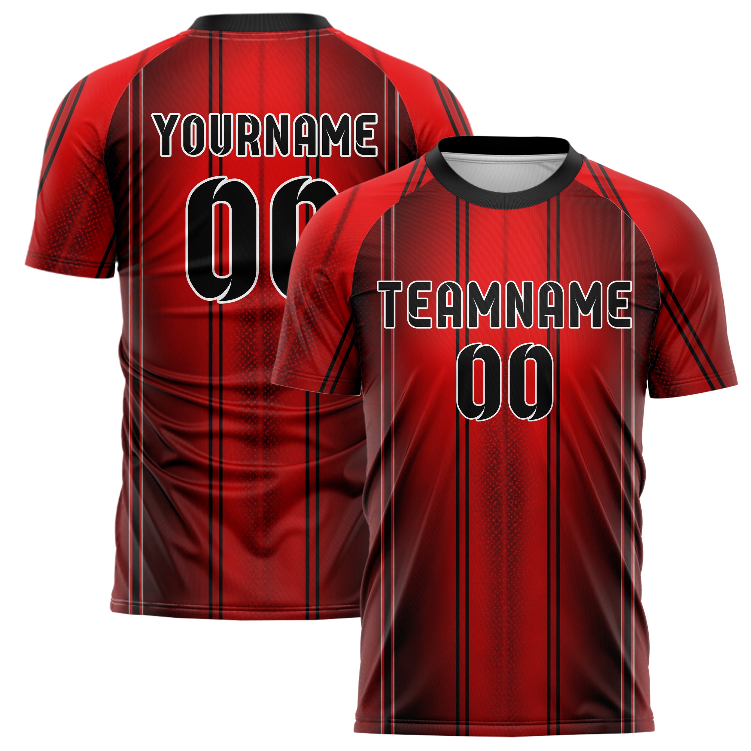 Rot lebendiges Nadelstreifen Double Pinstripe Design 11-0042 individuelles Fußballtrikot main