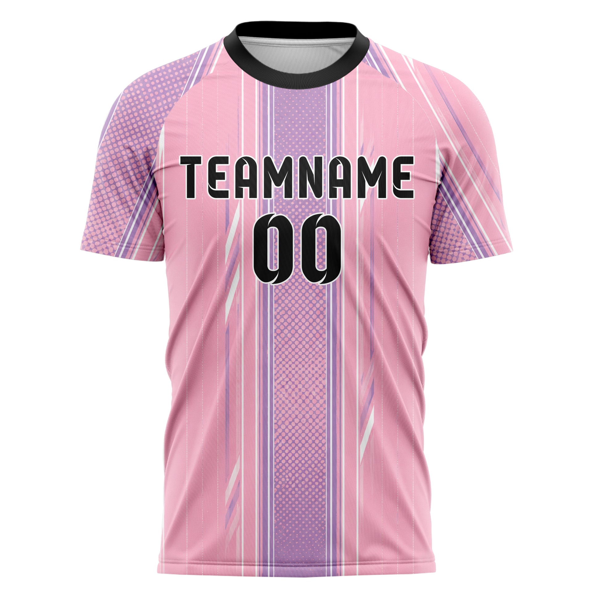 Hellrosa pastelliges Nadelstreifen sichtbares Center Band Design 11-0045 individuelles Fußballtrikot front