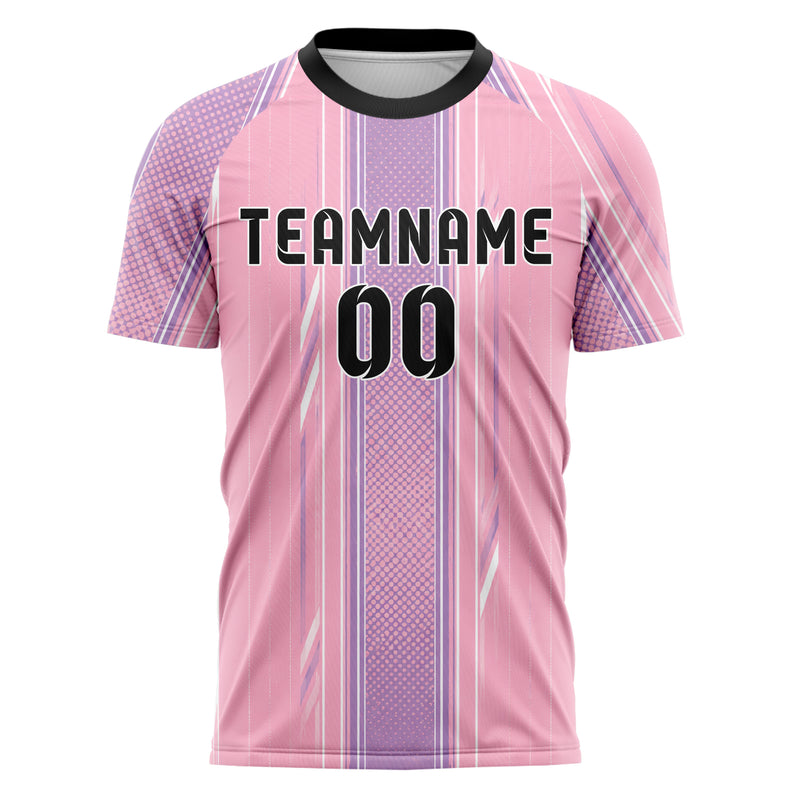 Hellrosa pastelliges Nadelstreifen sichtbares Center Band Design 11-0045 individuelles Fußballtrikot front