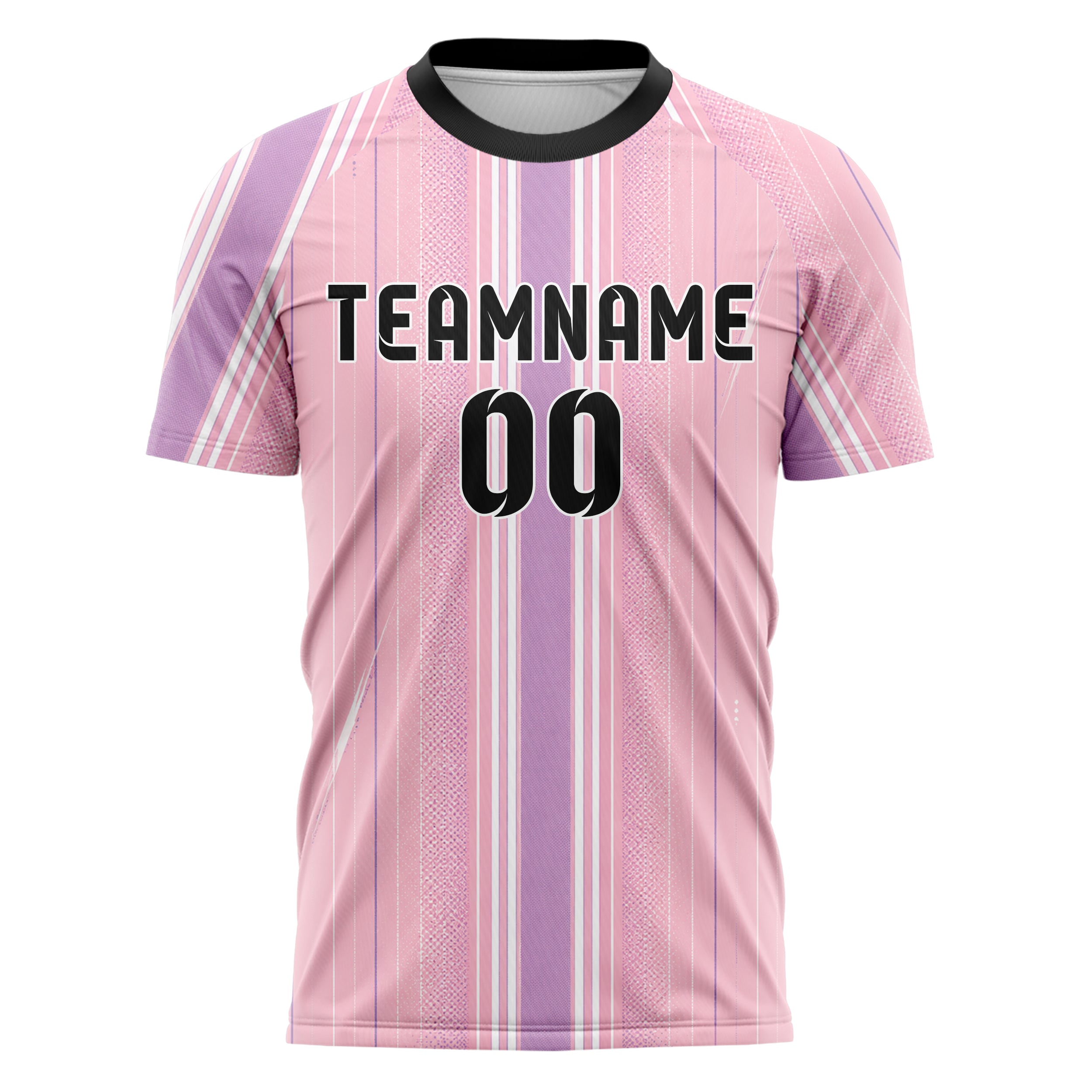 Hellrosa pastelliges Nadelstreifen sichtbares Center Band Design 11-0057 individuelles Fußballtrikot front