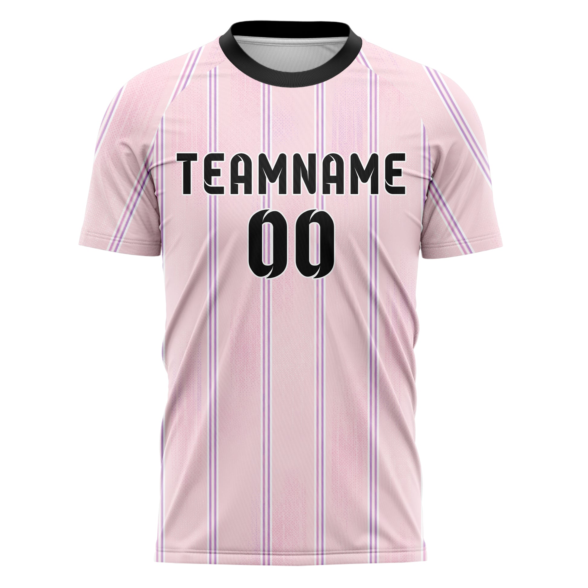 Hellrosa pastelliges Nadelstreifen Double Pinstripe Design 11-0006 individuelles Fußballtrikot front
