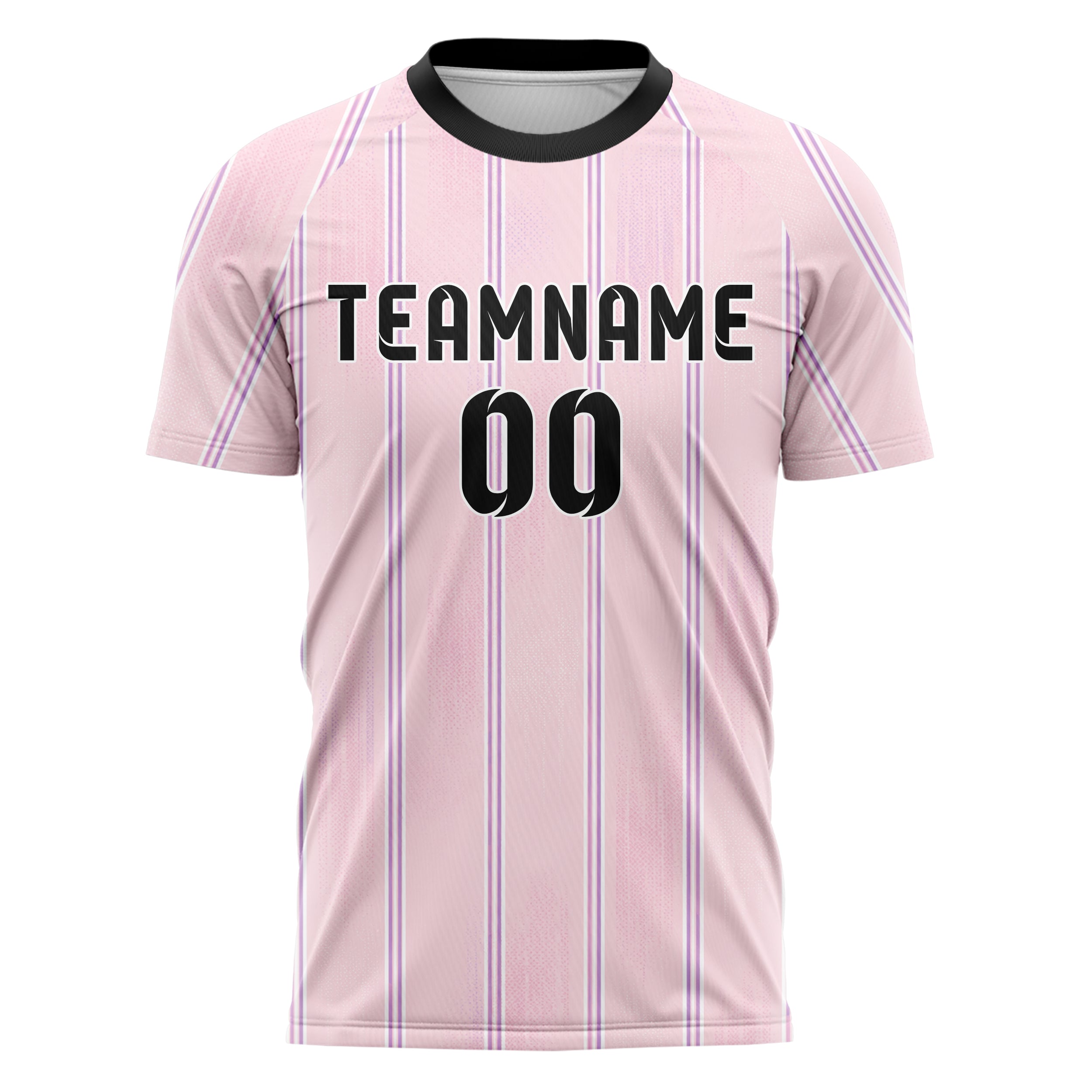 Hellrosa pastelliges Nadelstreifen Double Pinstripe Design 11-0006 individuelles Fußballtrikot front