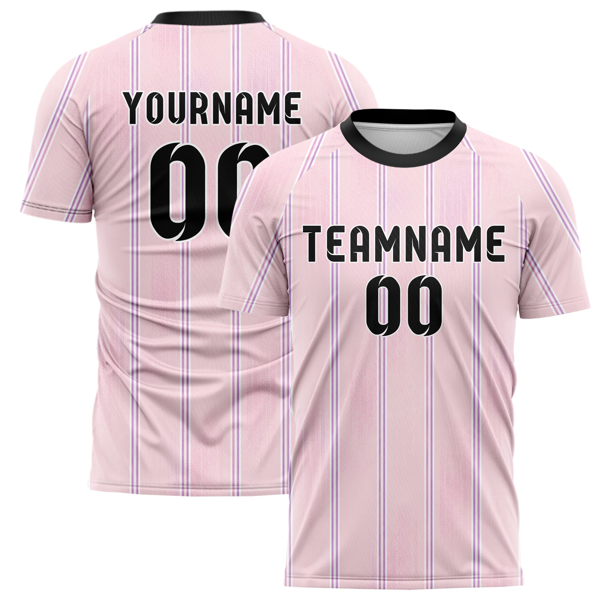 Hellrosa pastelliges Nadelstreifen Double Pinstripe Design 11-0006 individuelles Fußballtrikot main