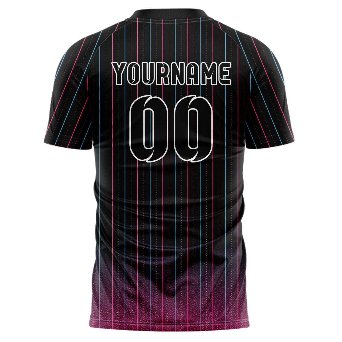 Schwarz lebendiges Nadelstreifen Bottom to Top Verlauf Design 11-0002 individuelles Fußballtrikot back